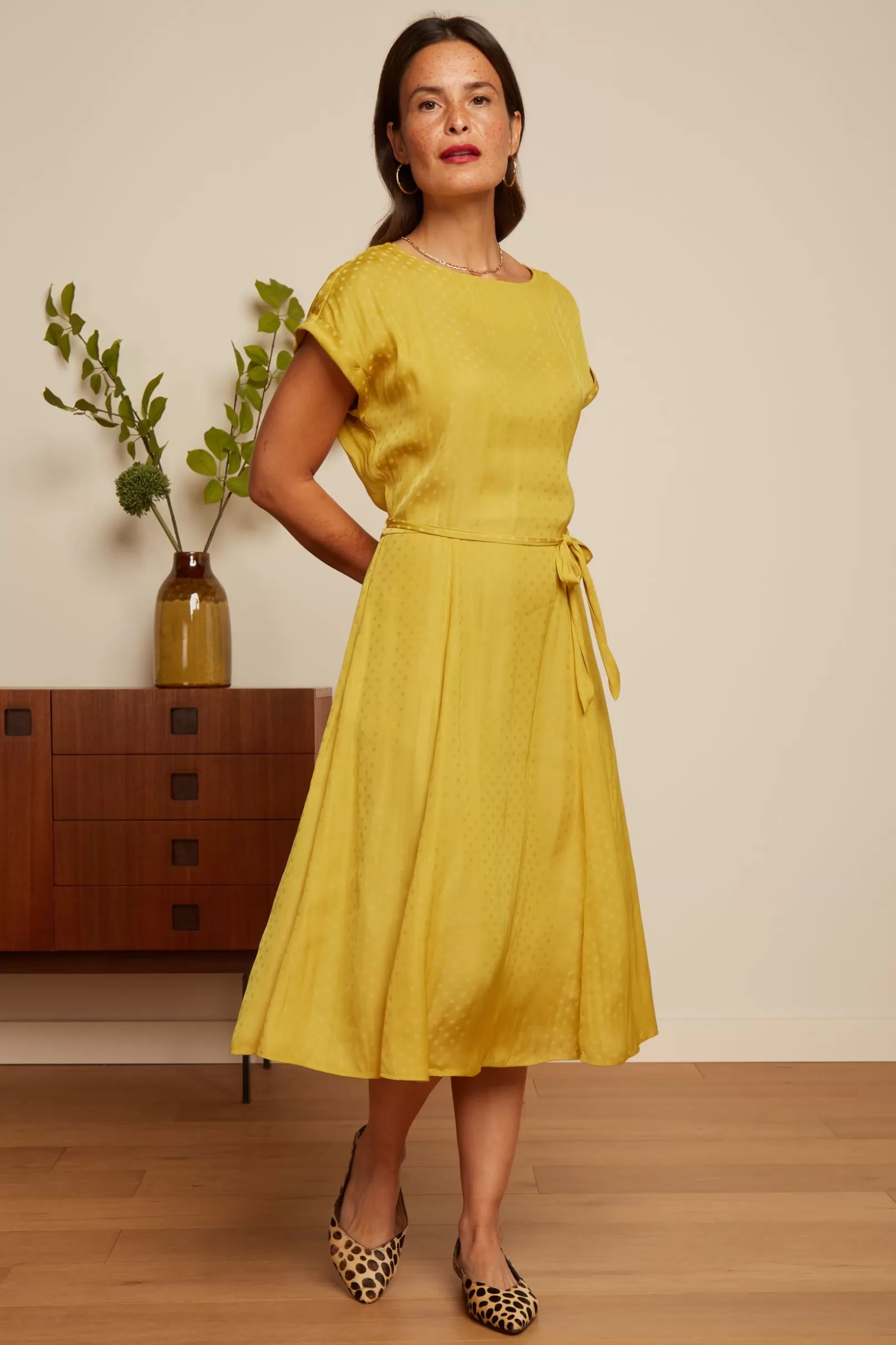 Jurken*King Louie Betty Loose Fit Dress Bisque Tuscan Yellow