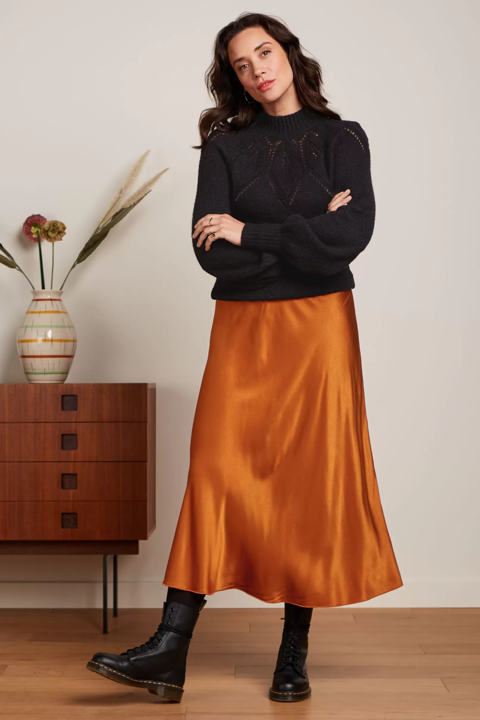 Rokken*King Louie Bibi Skirt Star Satin Maple Orange