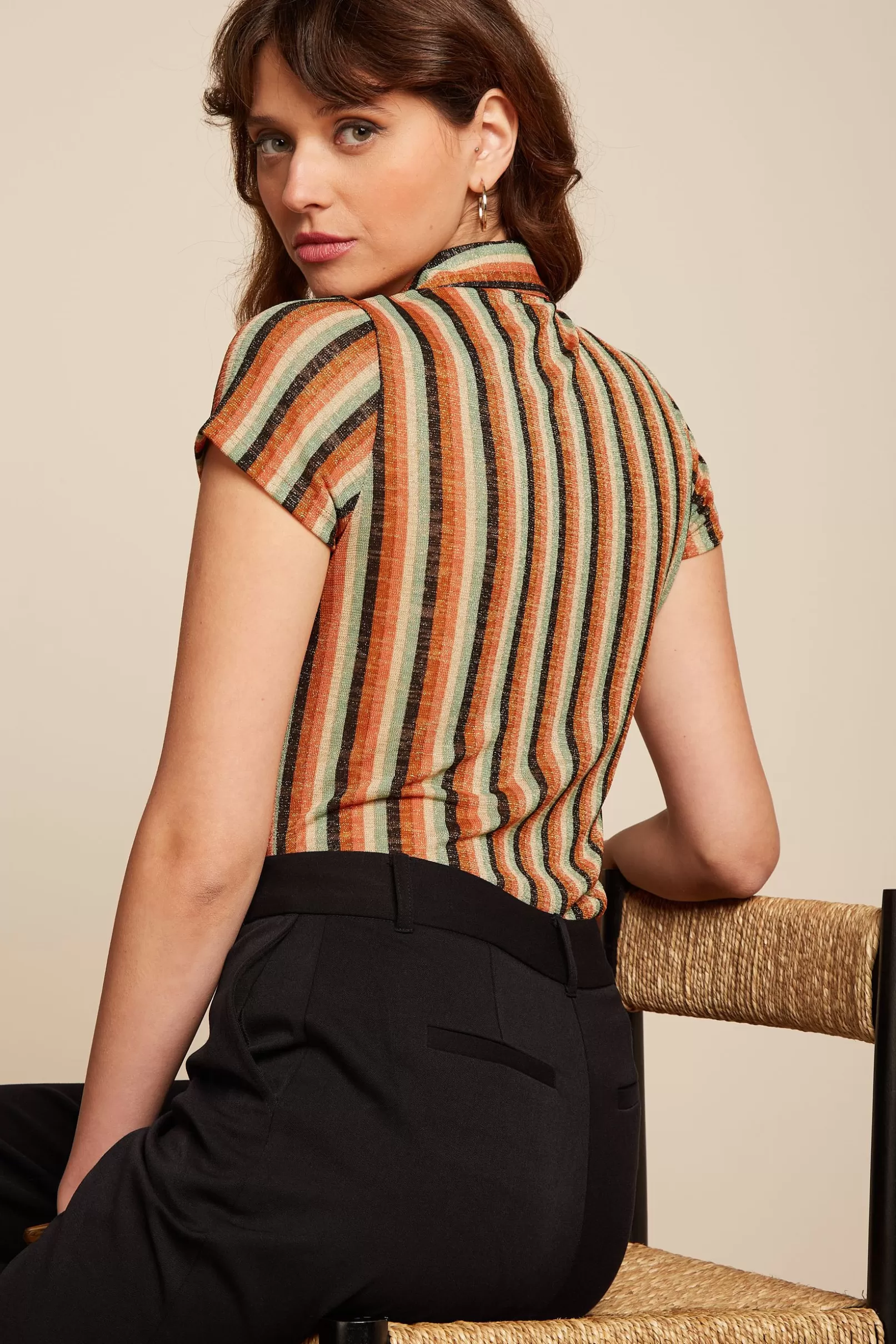 Blouses*King Louie Blouse Piso Stripe Black