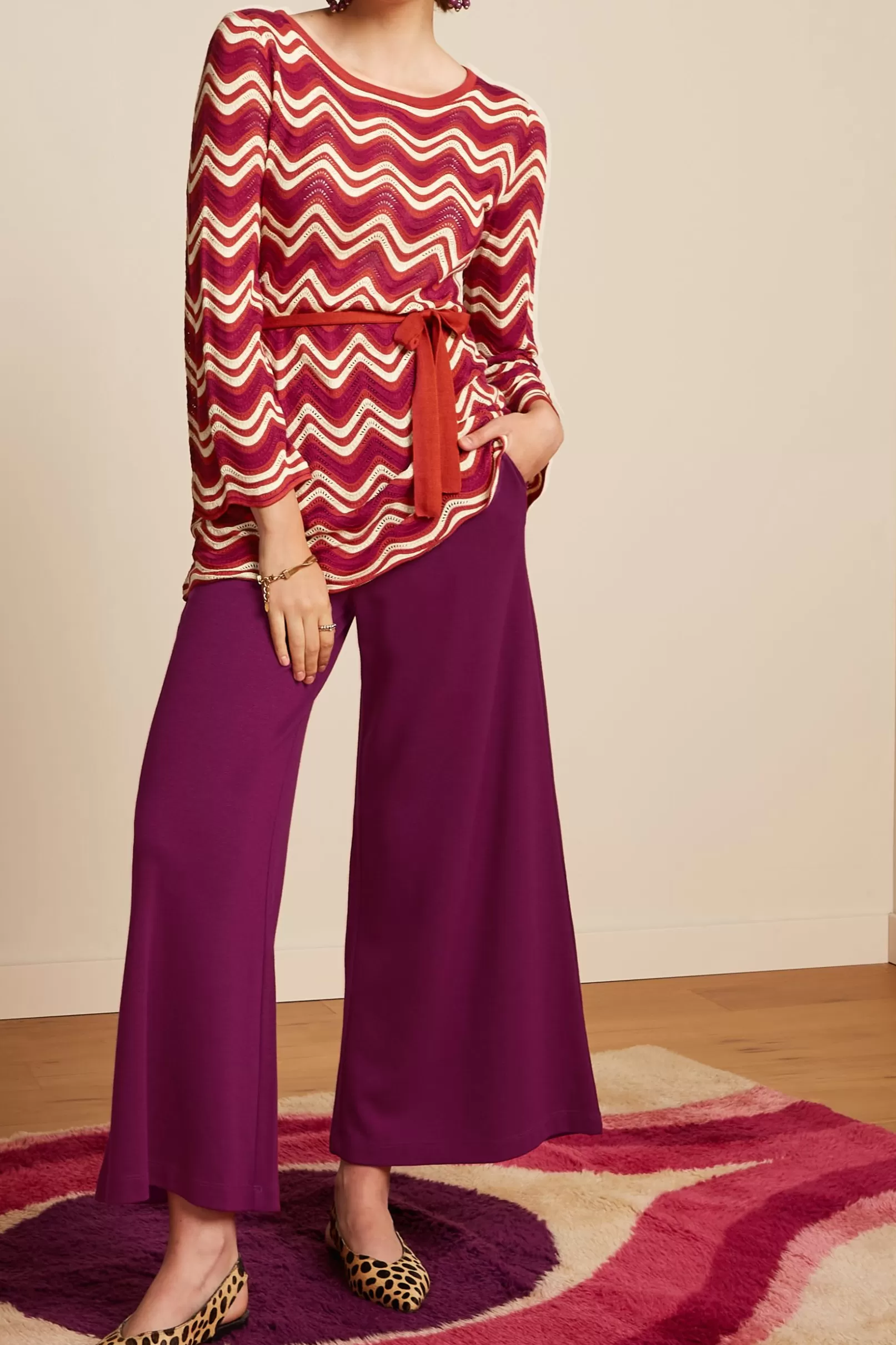 Broeken*King Louie Border Palazzo Cropped Pants Milano Crepe Caspia Purple