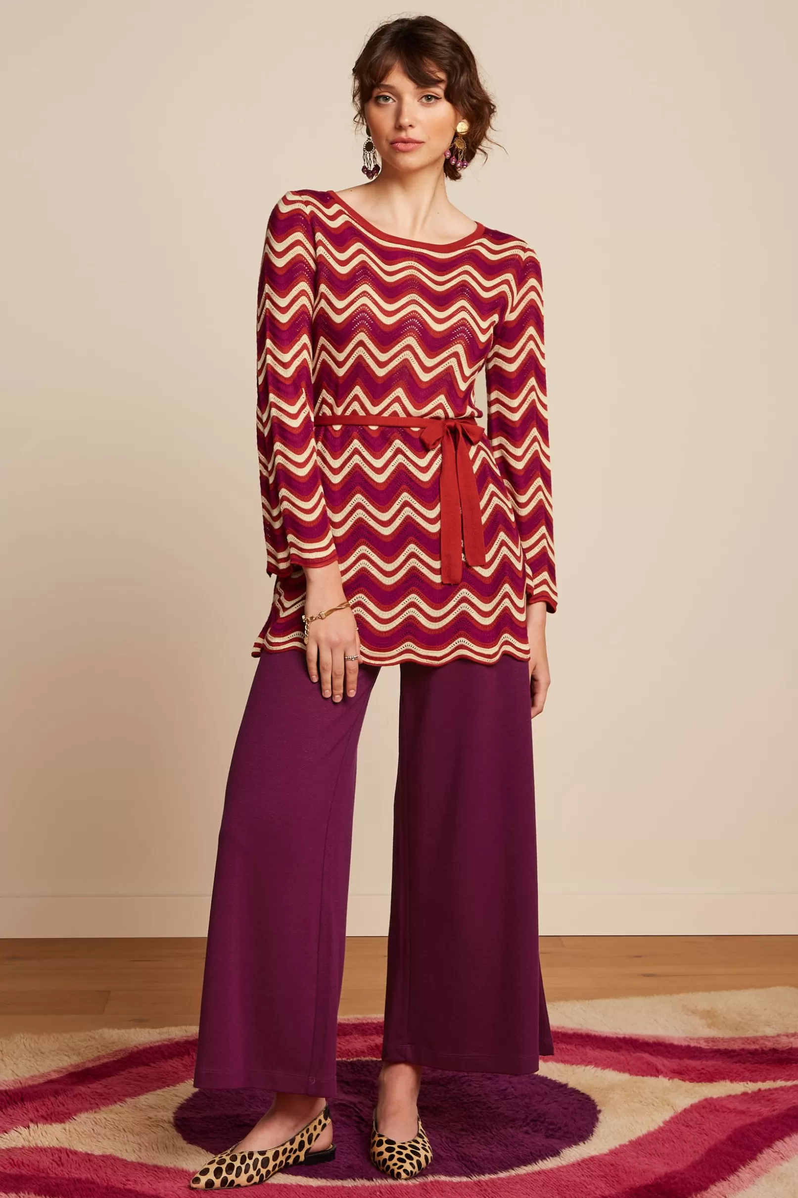 Broeken*King Louie Border Palazzo Cropped Pants Milano Crepe Caspia Purple