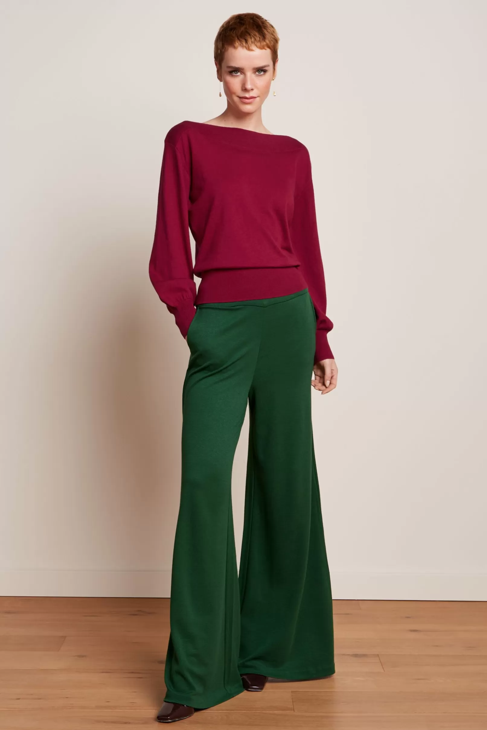 Broeken*King Louie Border Palazzo Pants Milano Crepe Forest Green