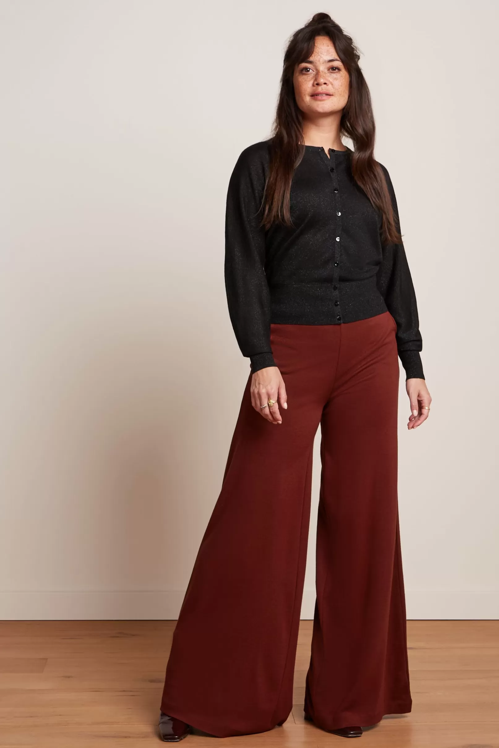 Broeken*King Louie Border Palazzo Pants Milano Crepe Sandelwood Brown