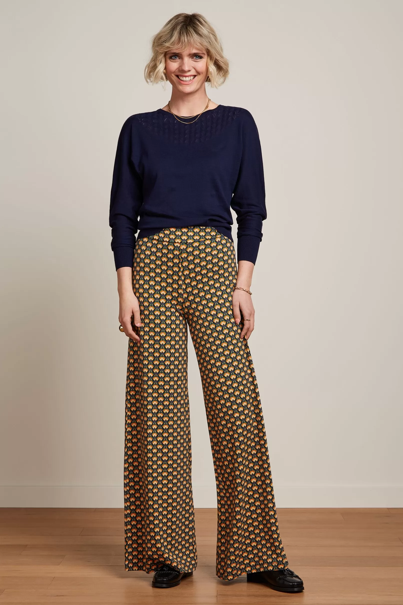 Broeken*King Louie Border Palazzo Pants Valet Streeple Blue