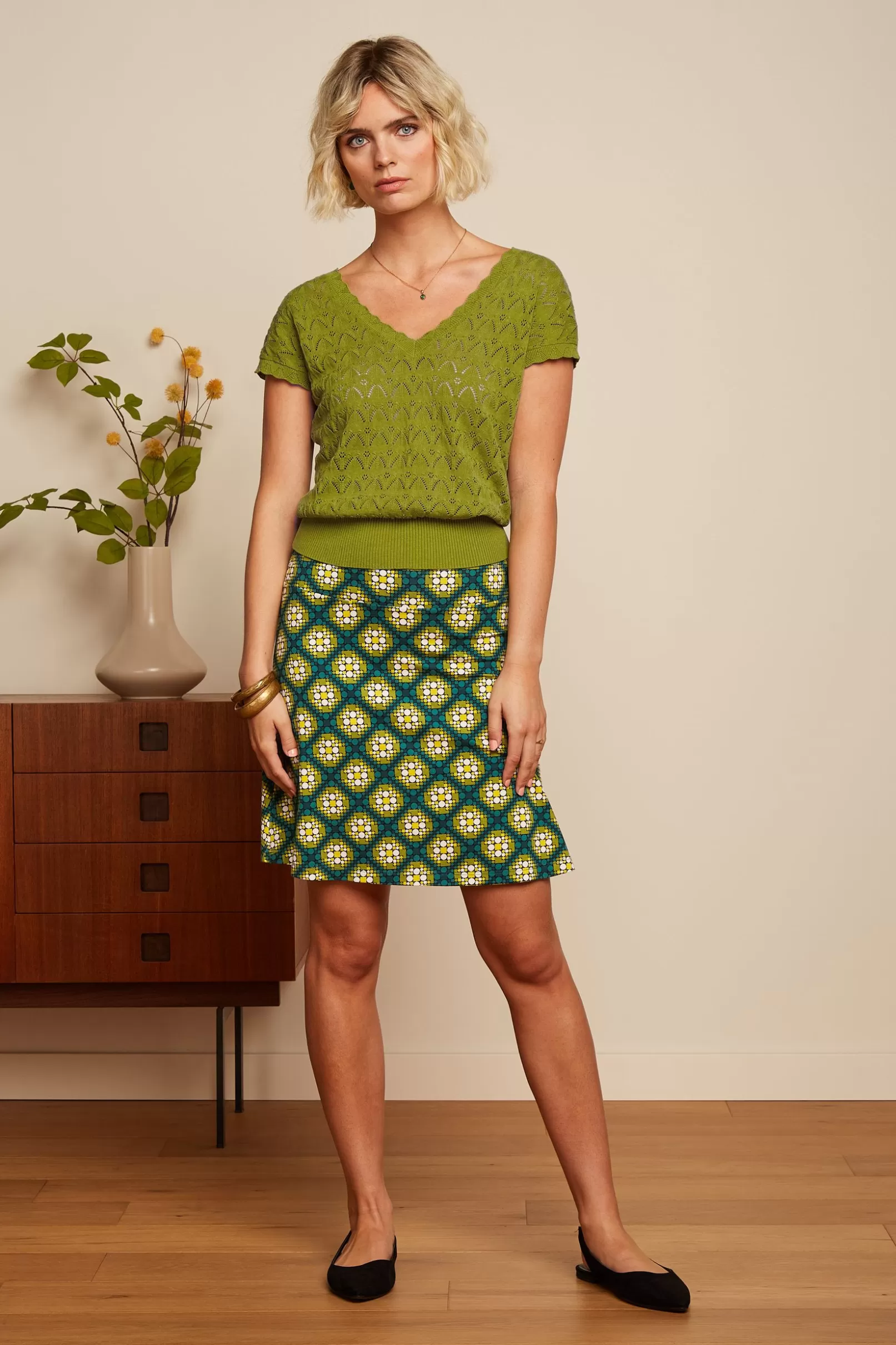 Rokken*King Louie Border Skirt Kirby Para Green