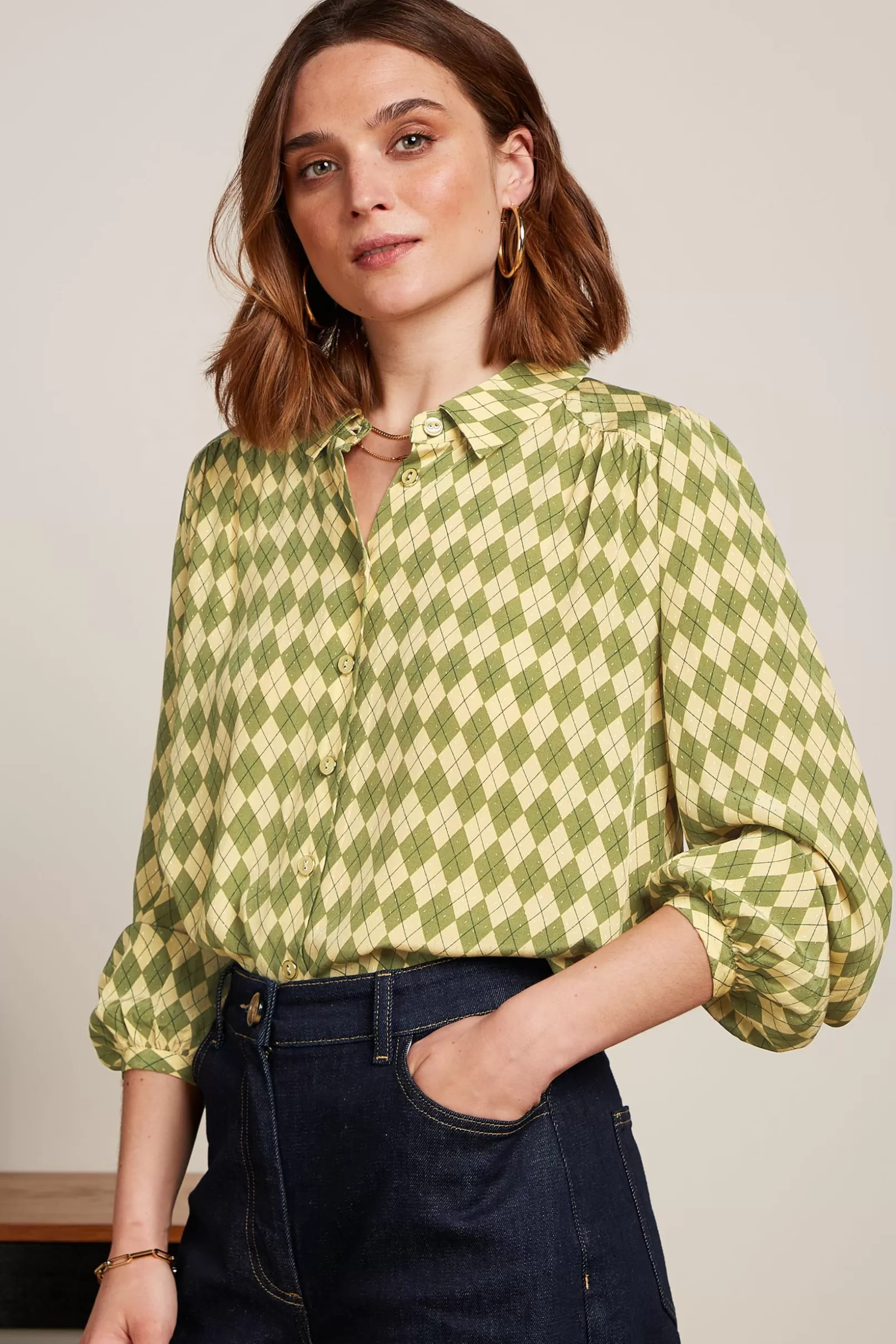 Blouses*King Louie Carina Blouse Farrow Guacemole