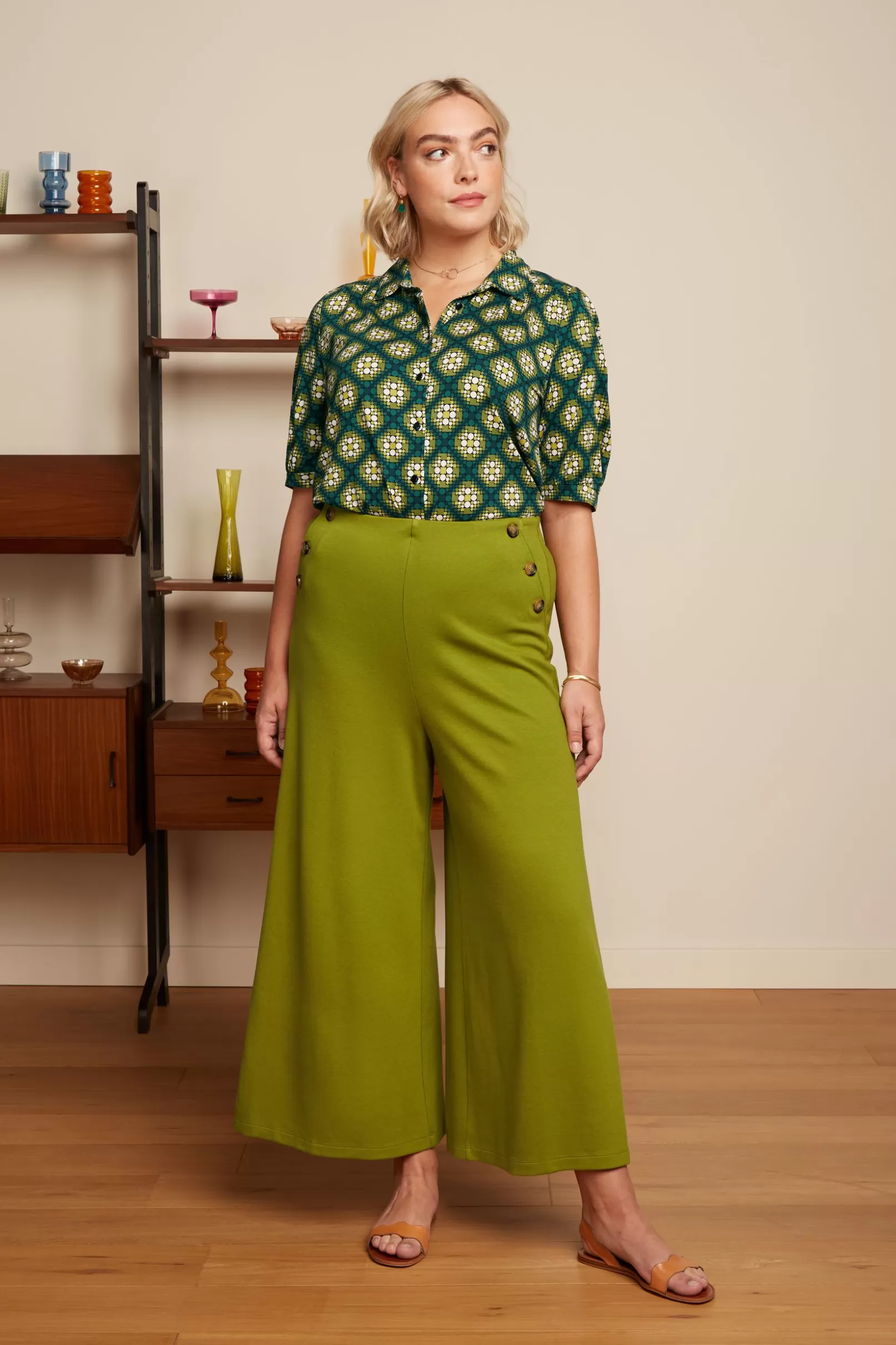 Blouses*King Louie Carina Blouse Kirby Para Green