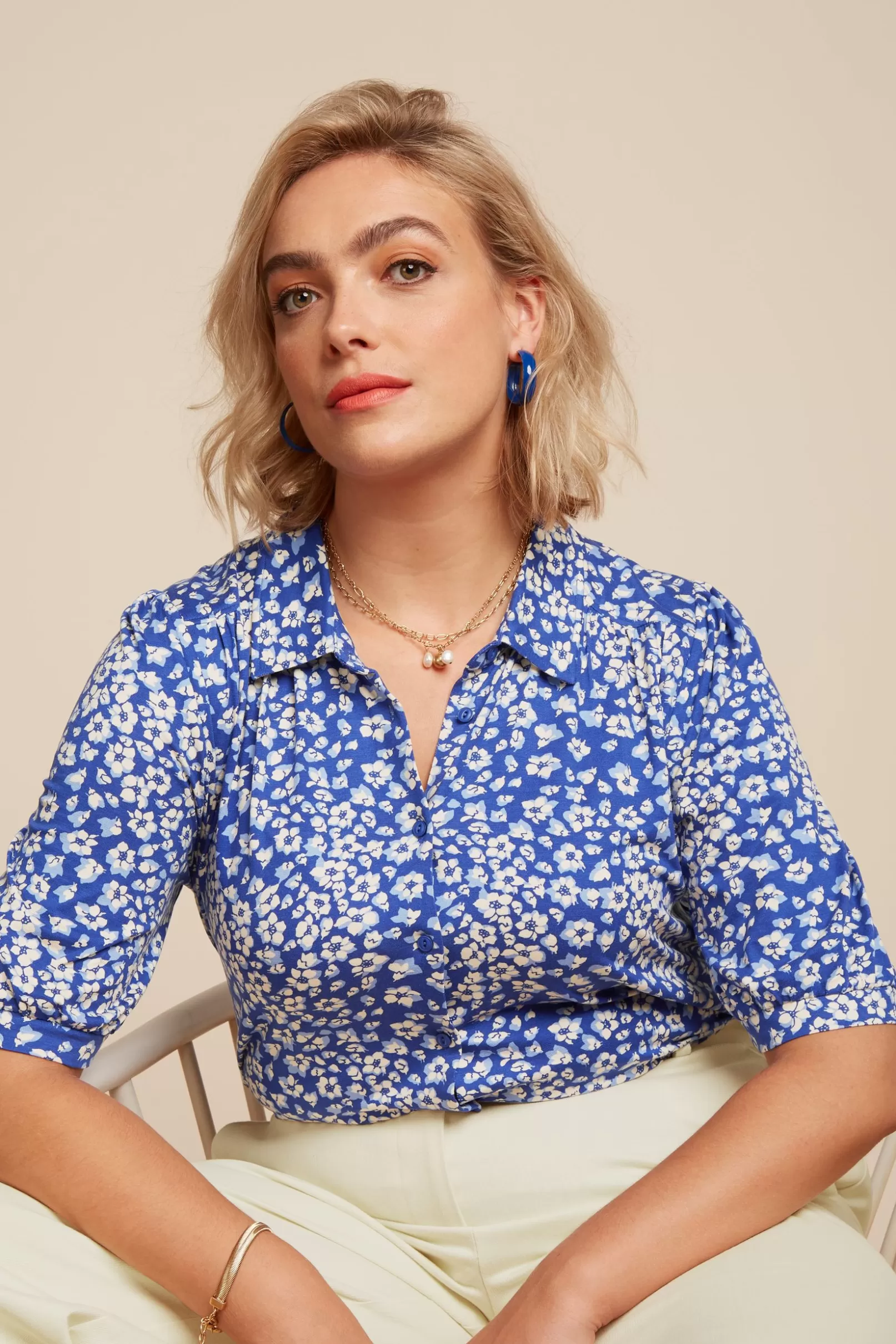 Blouses*King Louie Carina Blouse Mercy Deep Ultramarine