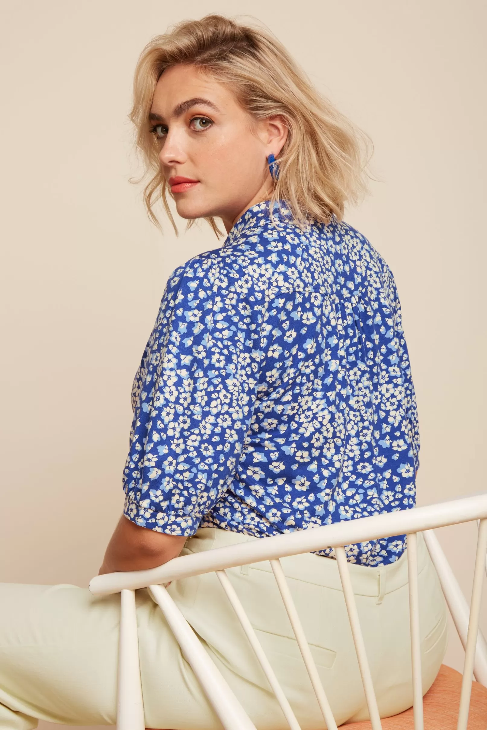 Blouses*King Louie Carina Blouse Mercy Deep Ultramarine