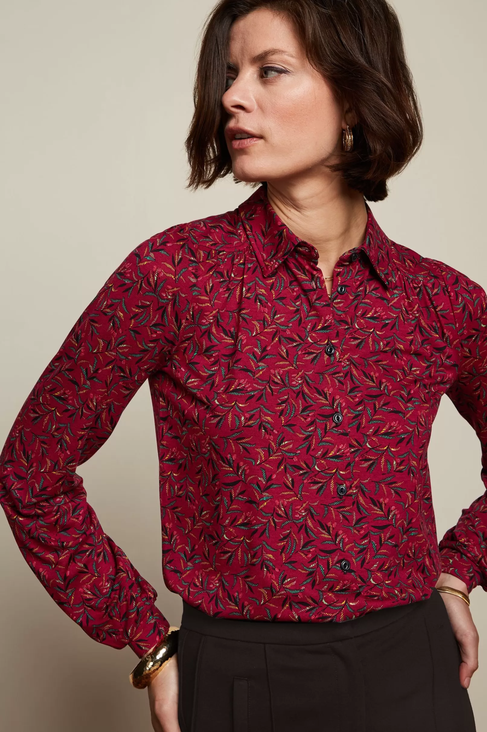 Blouses*King Louie Carina Blouse Vinti Cherry Red