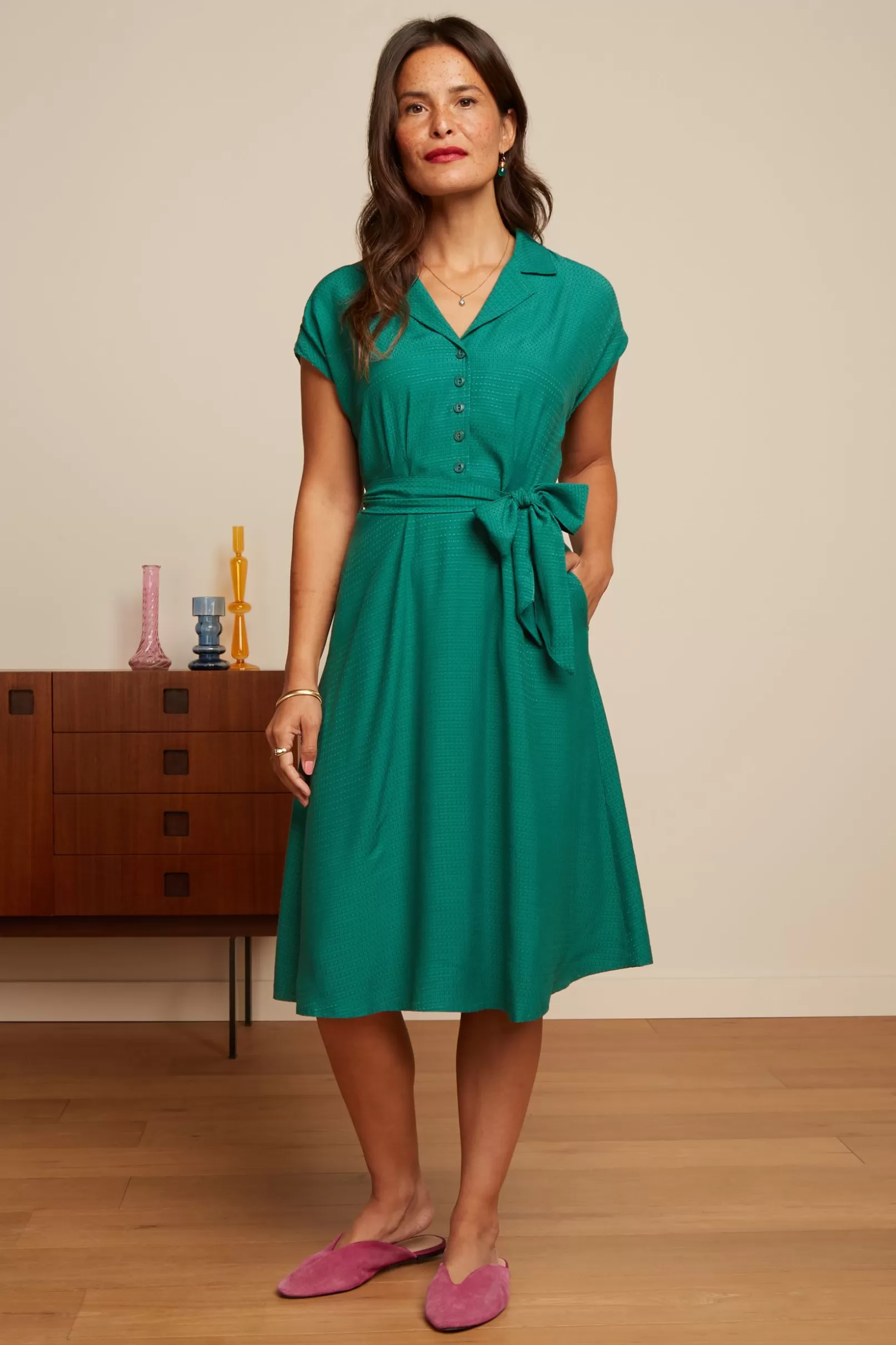 Jurken*King Louie Darcy Dress Zenni Eden Green