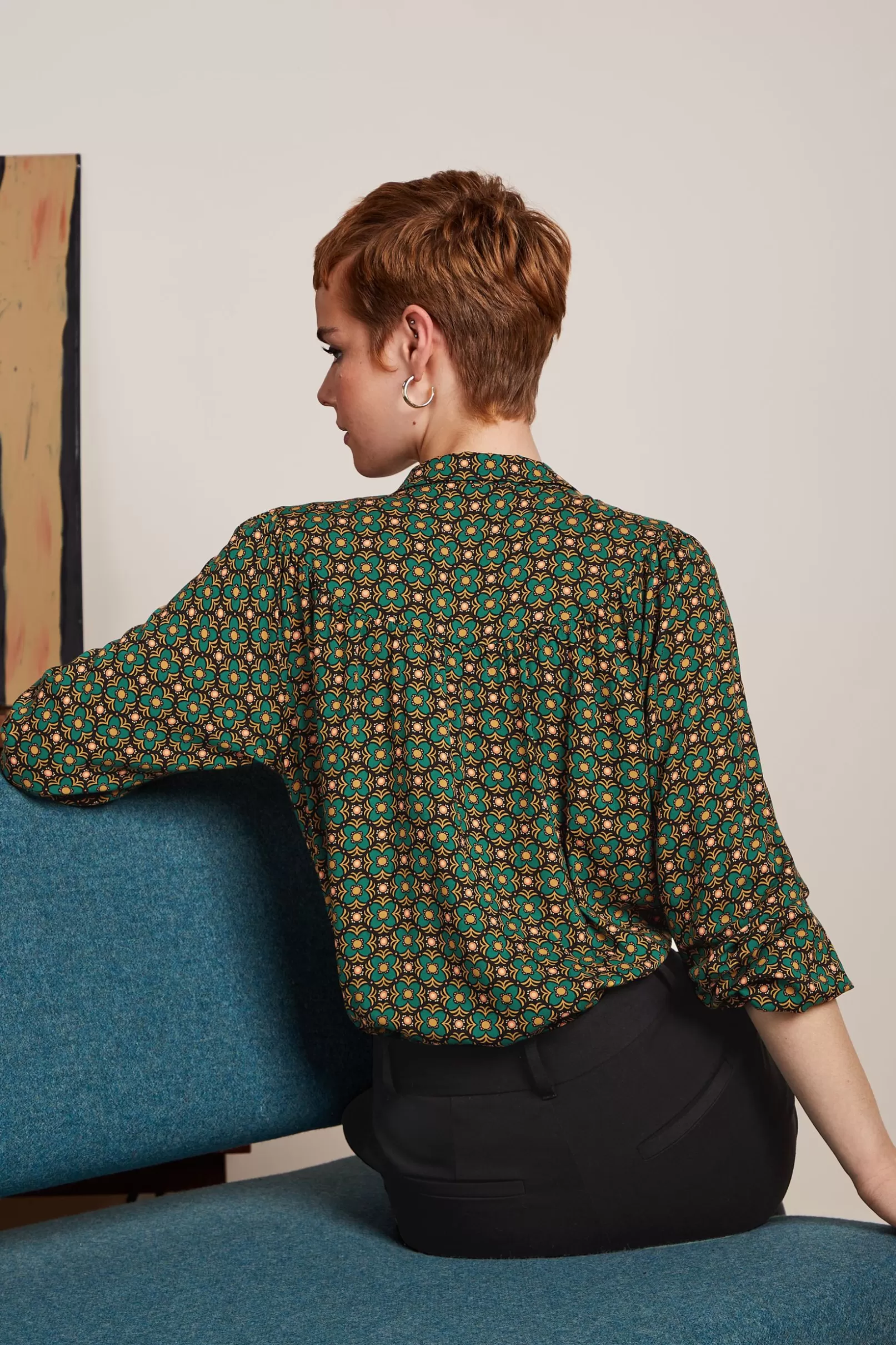 Blouses*King Louie Edith Blouse Valley Peacock Green