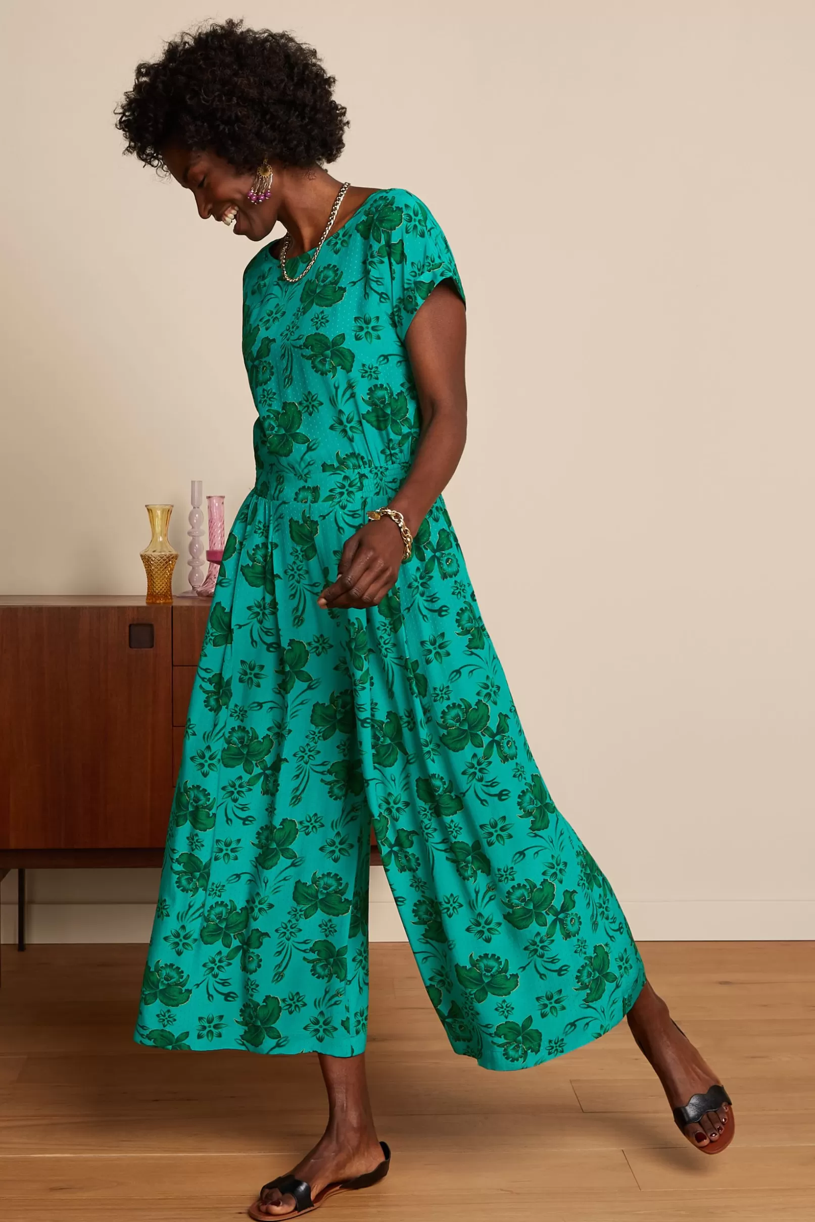 Jumpsuits*King Louie Jane Jumpsuit Coralie Aqua Green