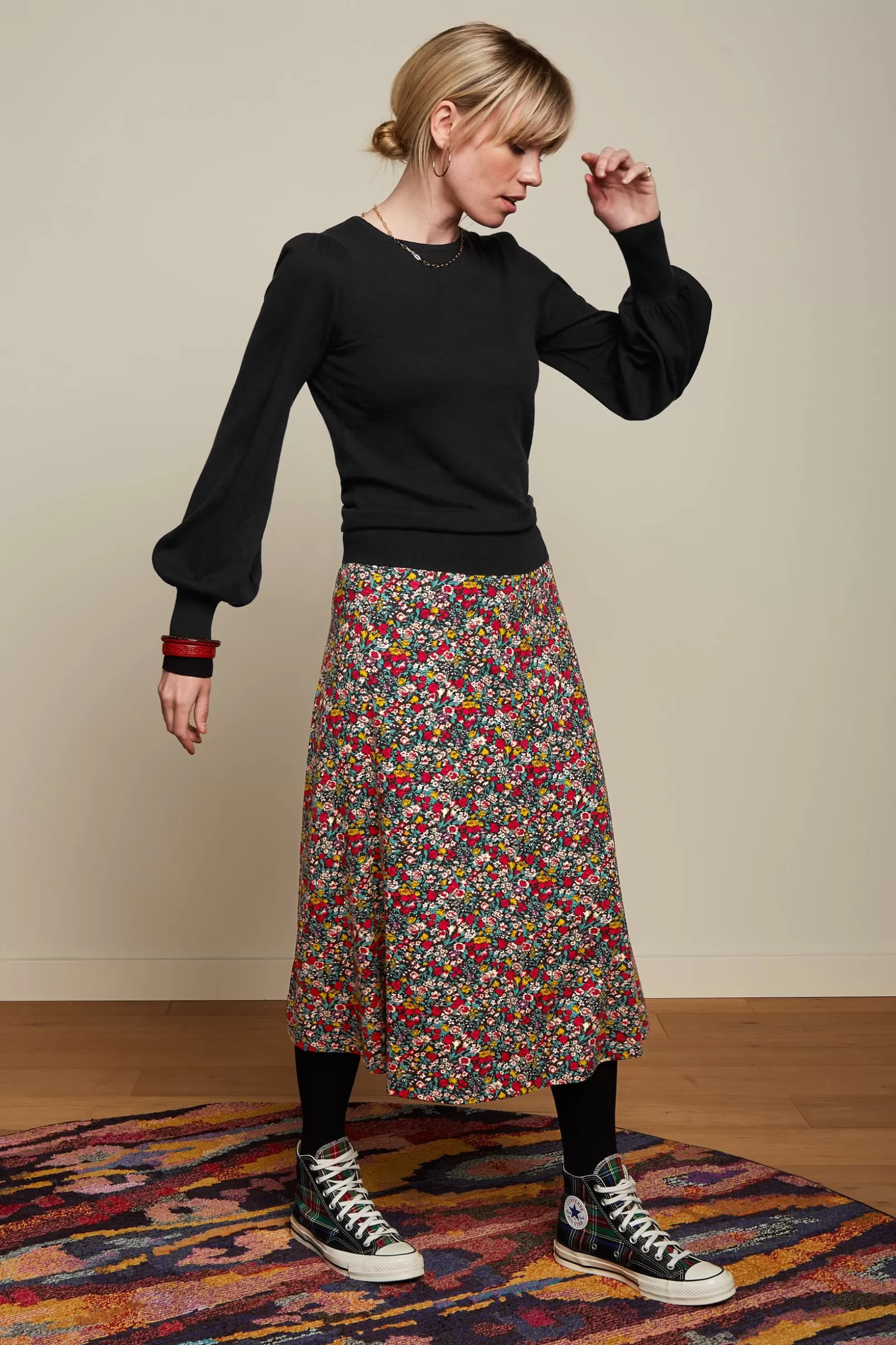 Rokken*King Louie Juno Midi Skirt Meadow Black