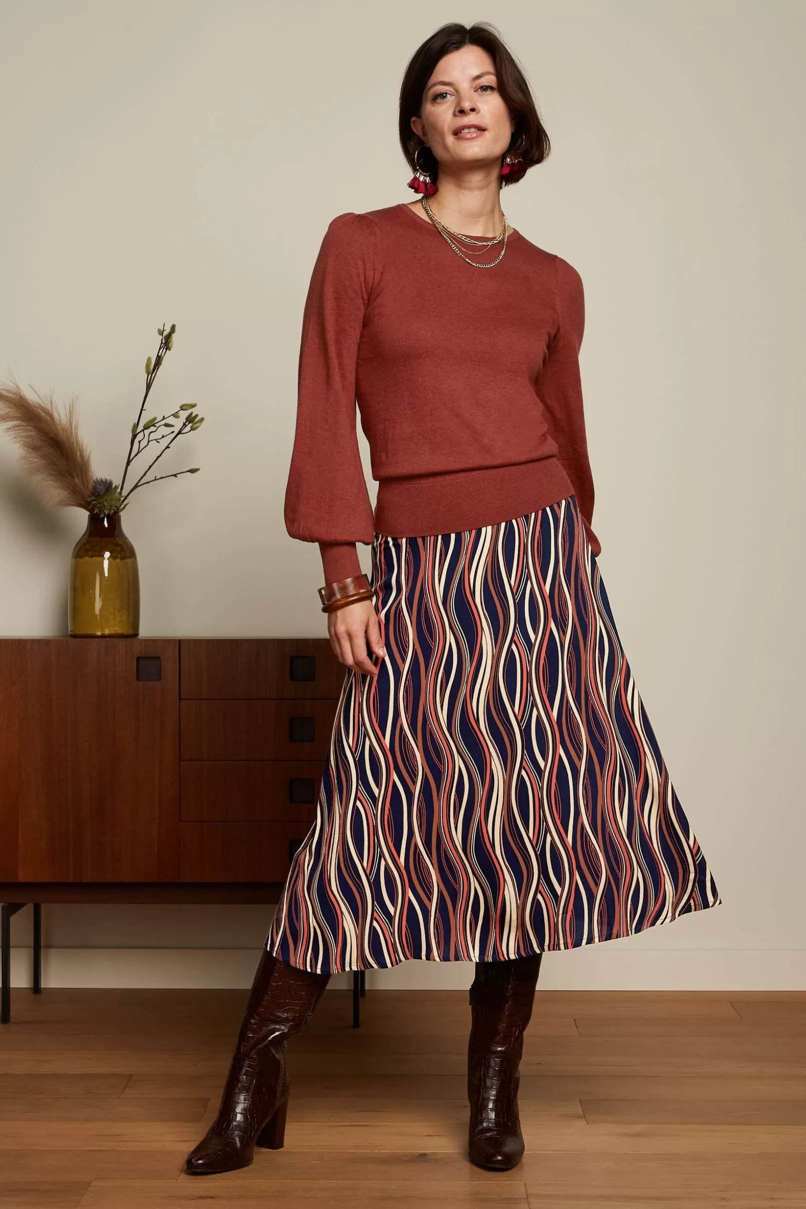 Rokken*King Louie Juno Midi Skirt Merrill Blue