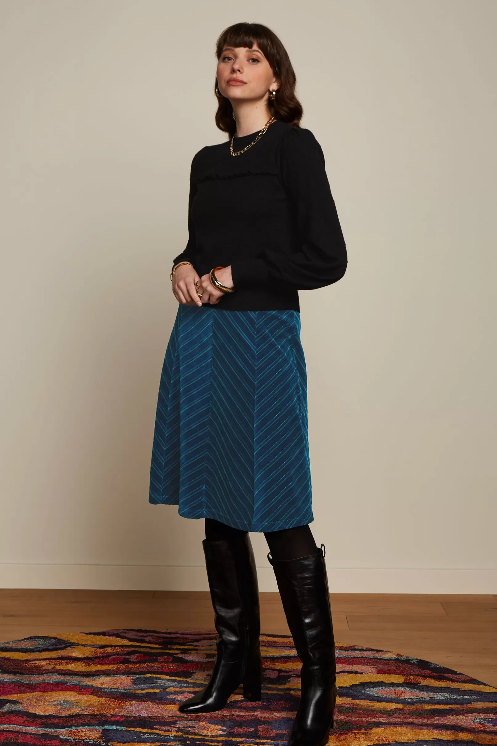 Rokken*King Louie Juno Skirt Moda Stripe Lapis Blue