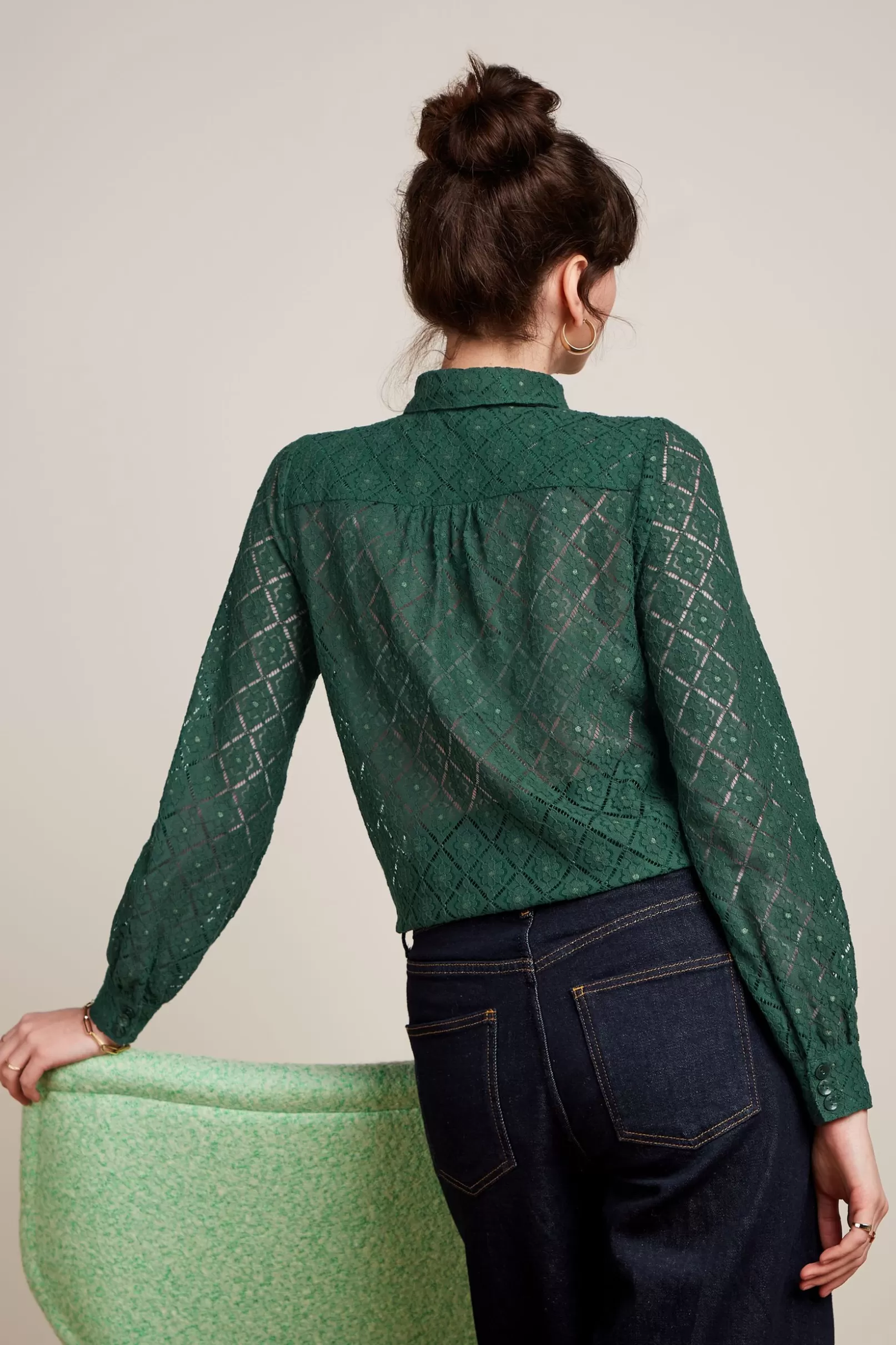 Blouses*King Louie Maisie Blouse Artiste Lace Amazon Green