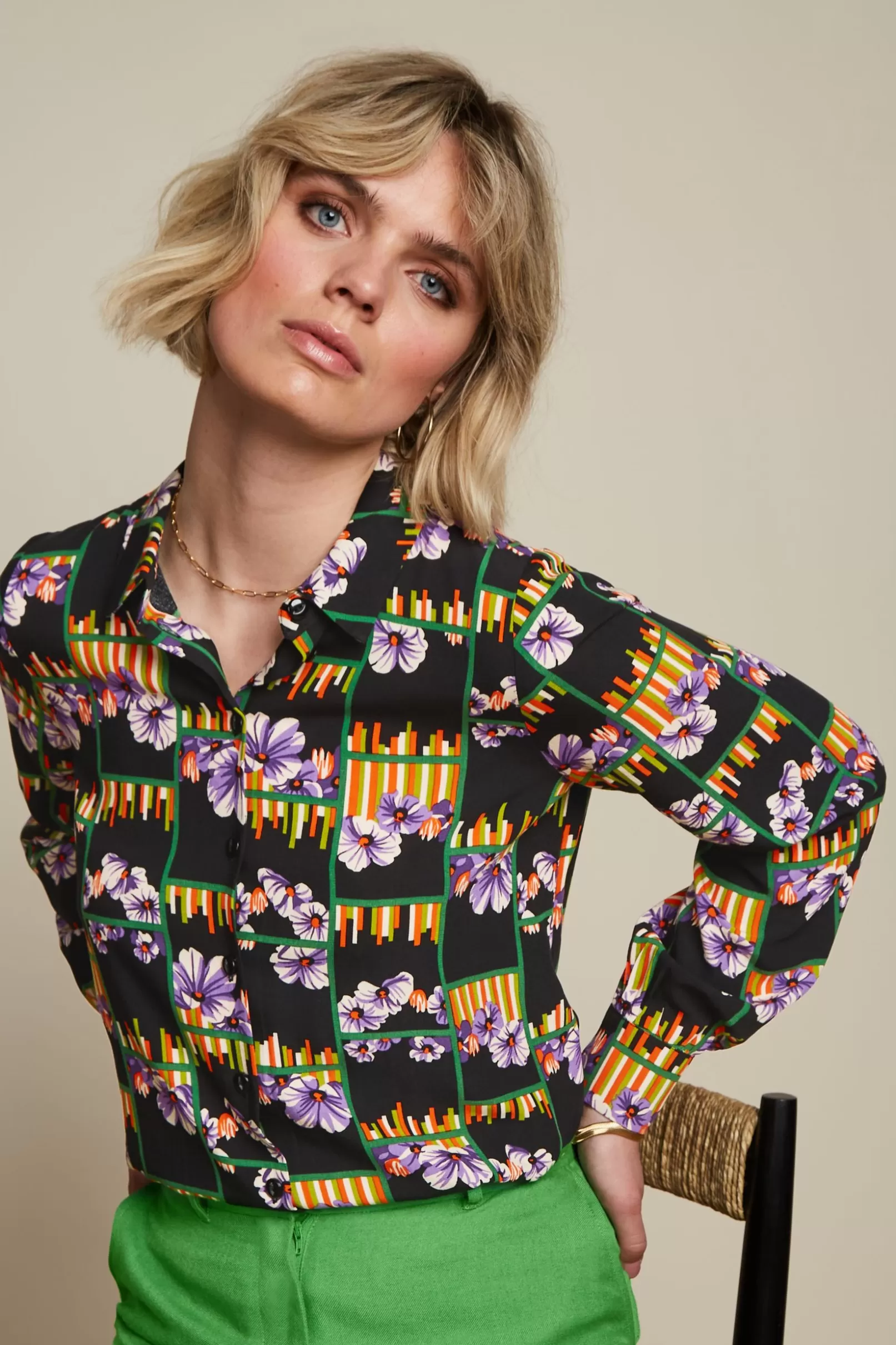 Blouses*King Louie Maisie Blouse Rebelle Black