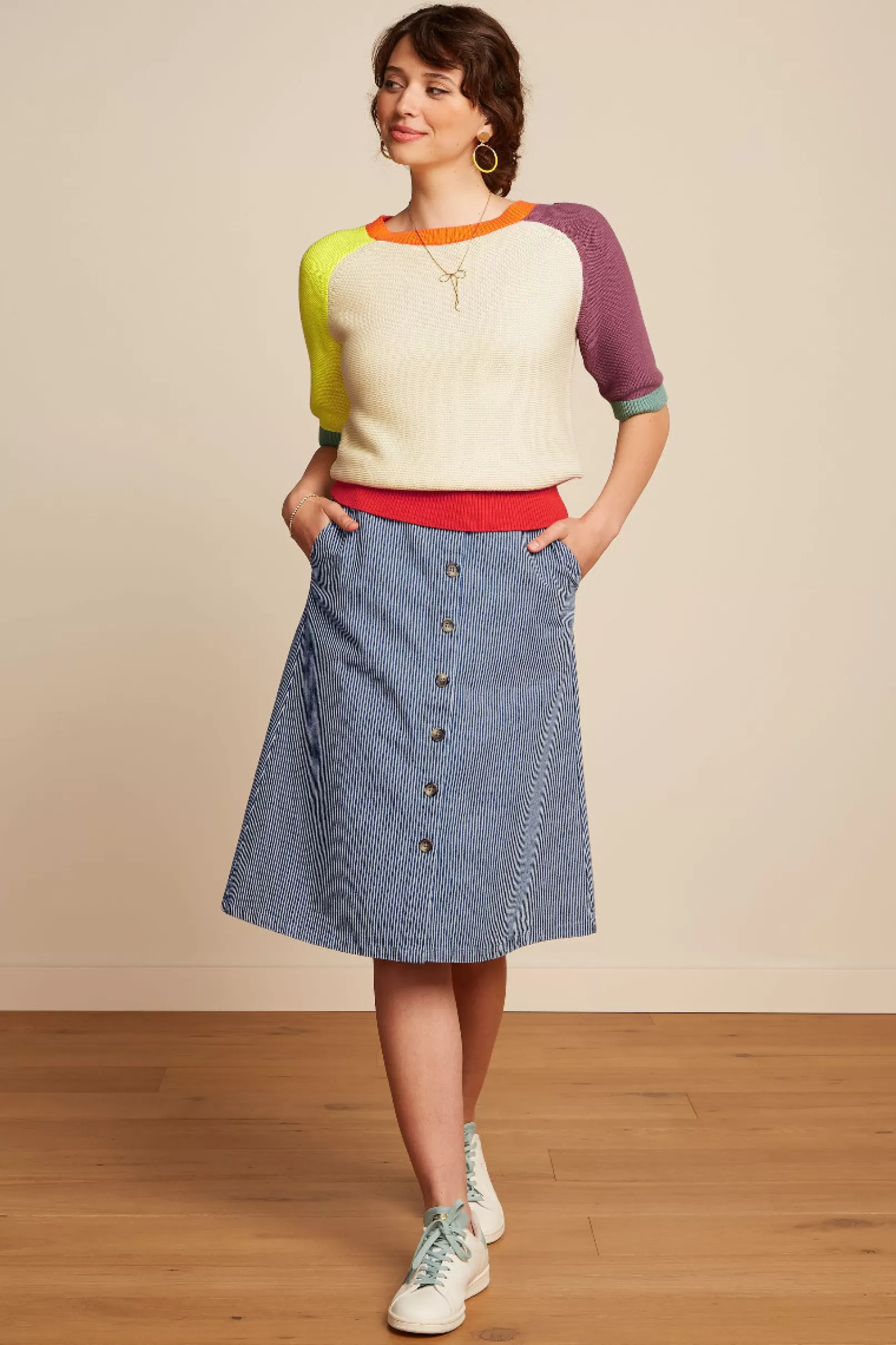 Rokken*King Louie Mary Skirt Osei Stripe Denim Blue