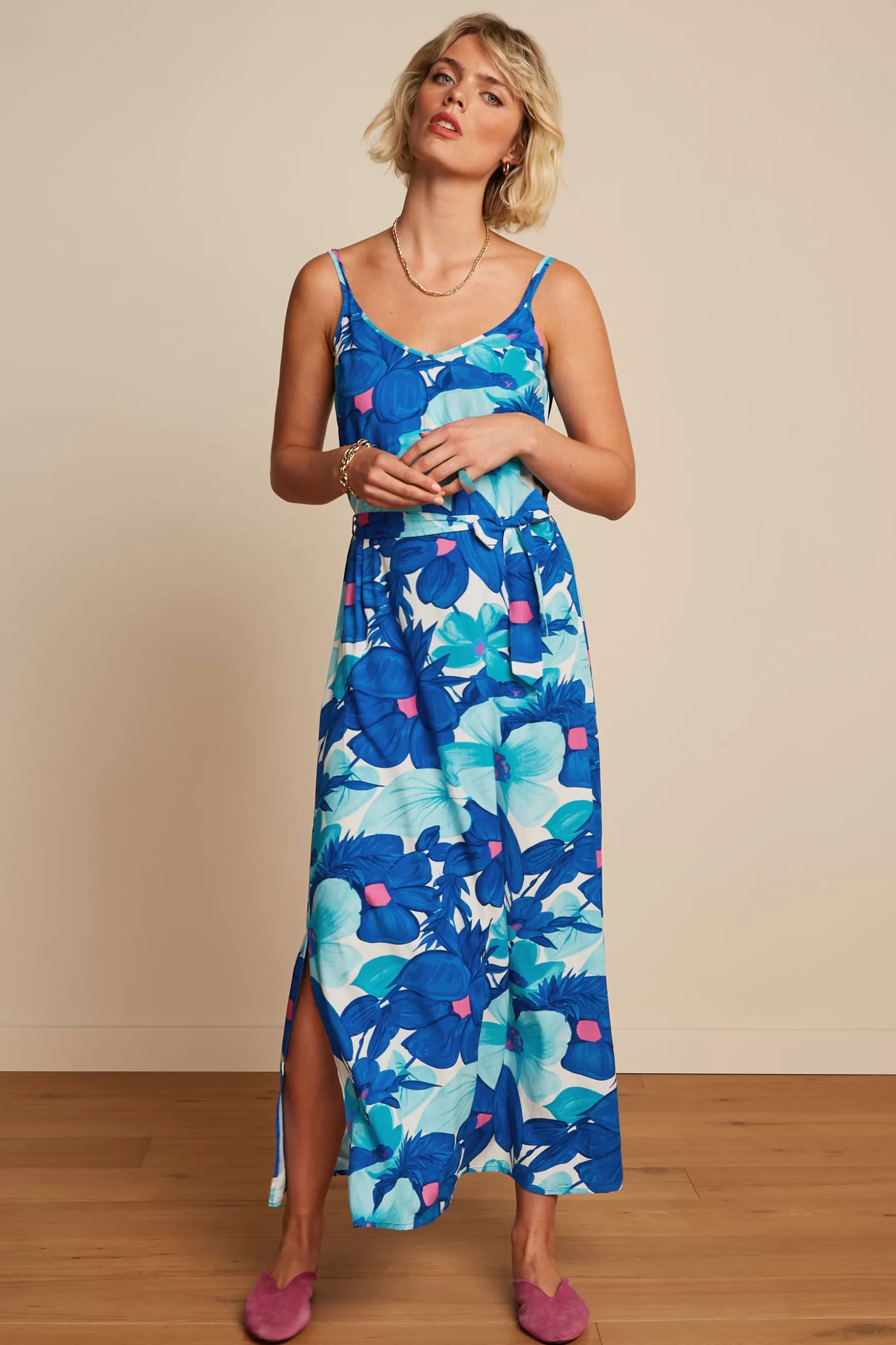 Jurken*King Louie Nadya Maxi Dress Seychelles Surf Blue