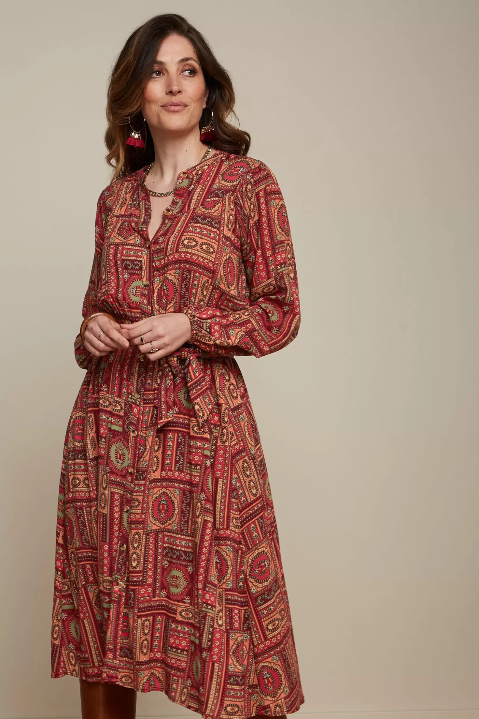 Jurken*King Louie Nala Dress Balthazar Cabernet Red