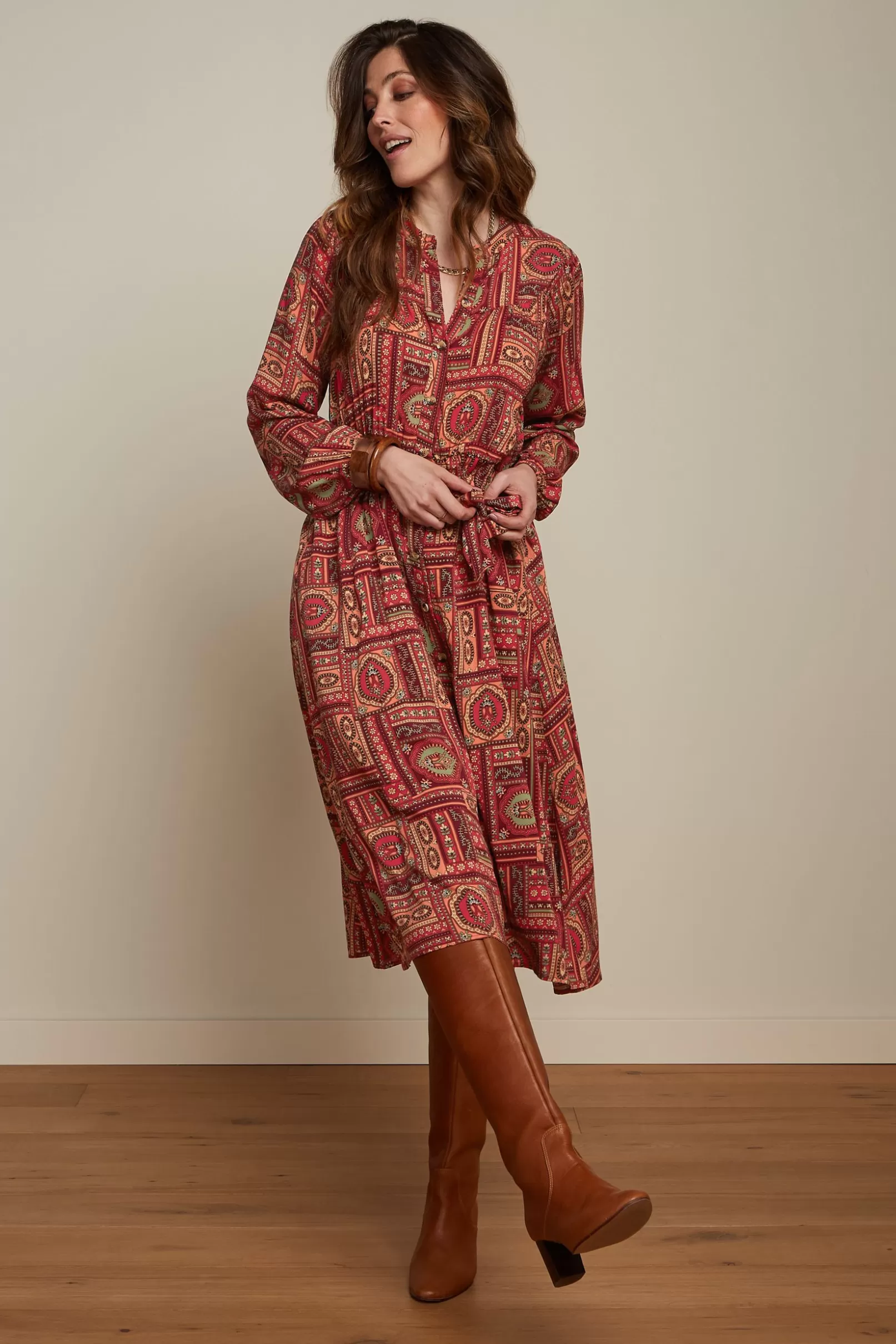 Jurken*King Louie Nala Dress Balthazar Cabernet Red