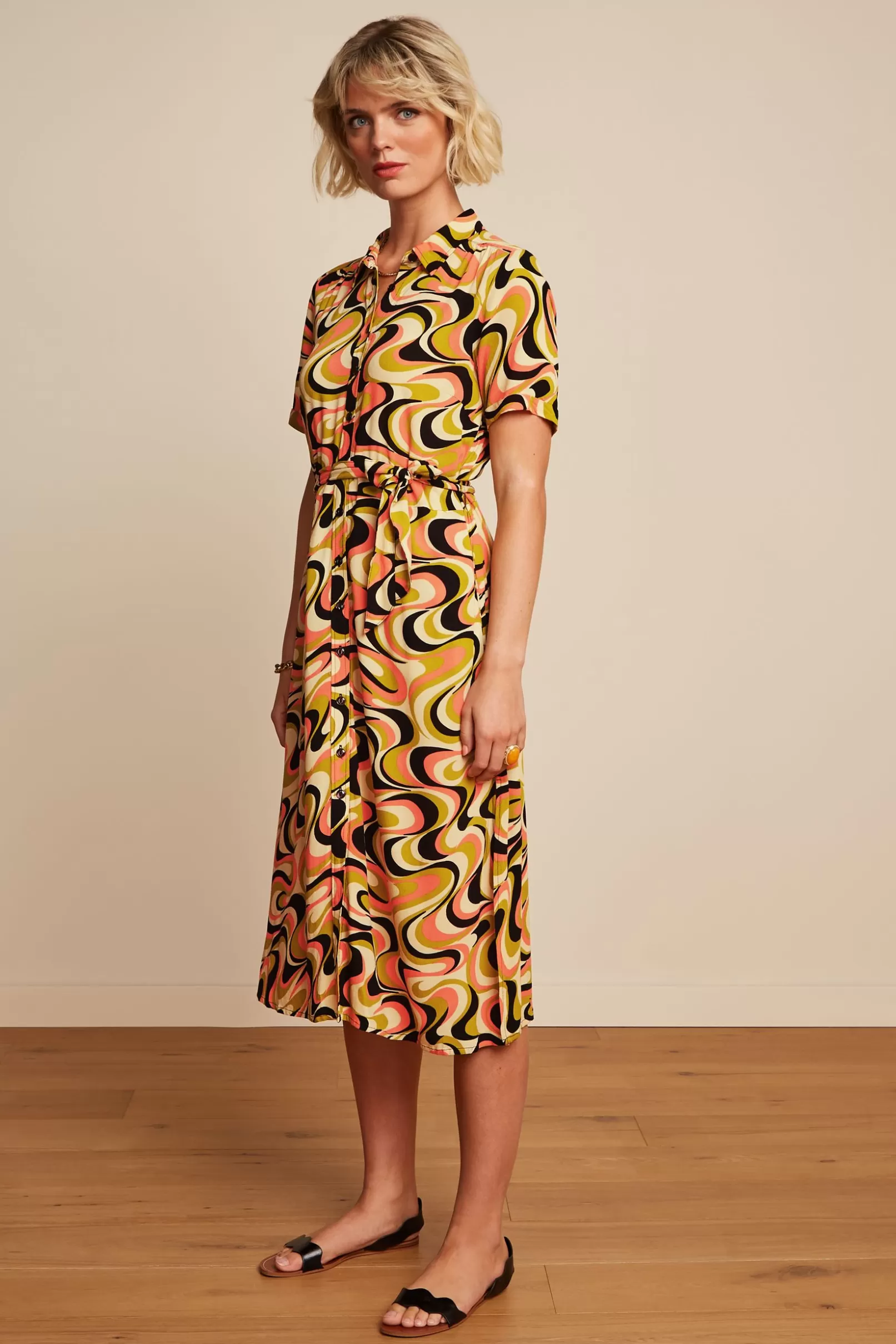 Jurken*King Louie Olive Dress Manic Spring Yellow