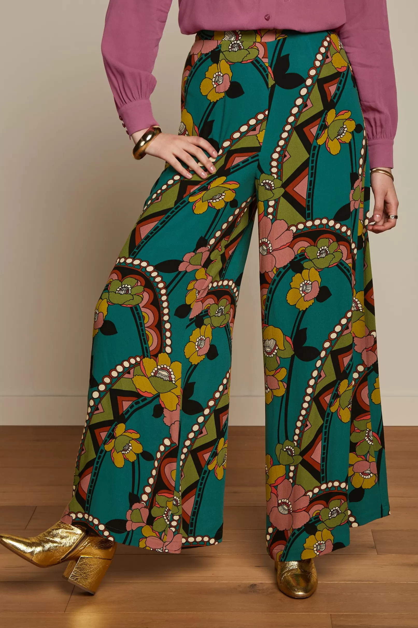 Broeken*King Louie Palazzo Pants Lovechild Antique Green