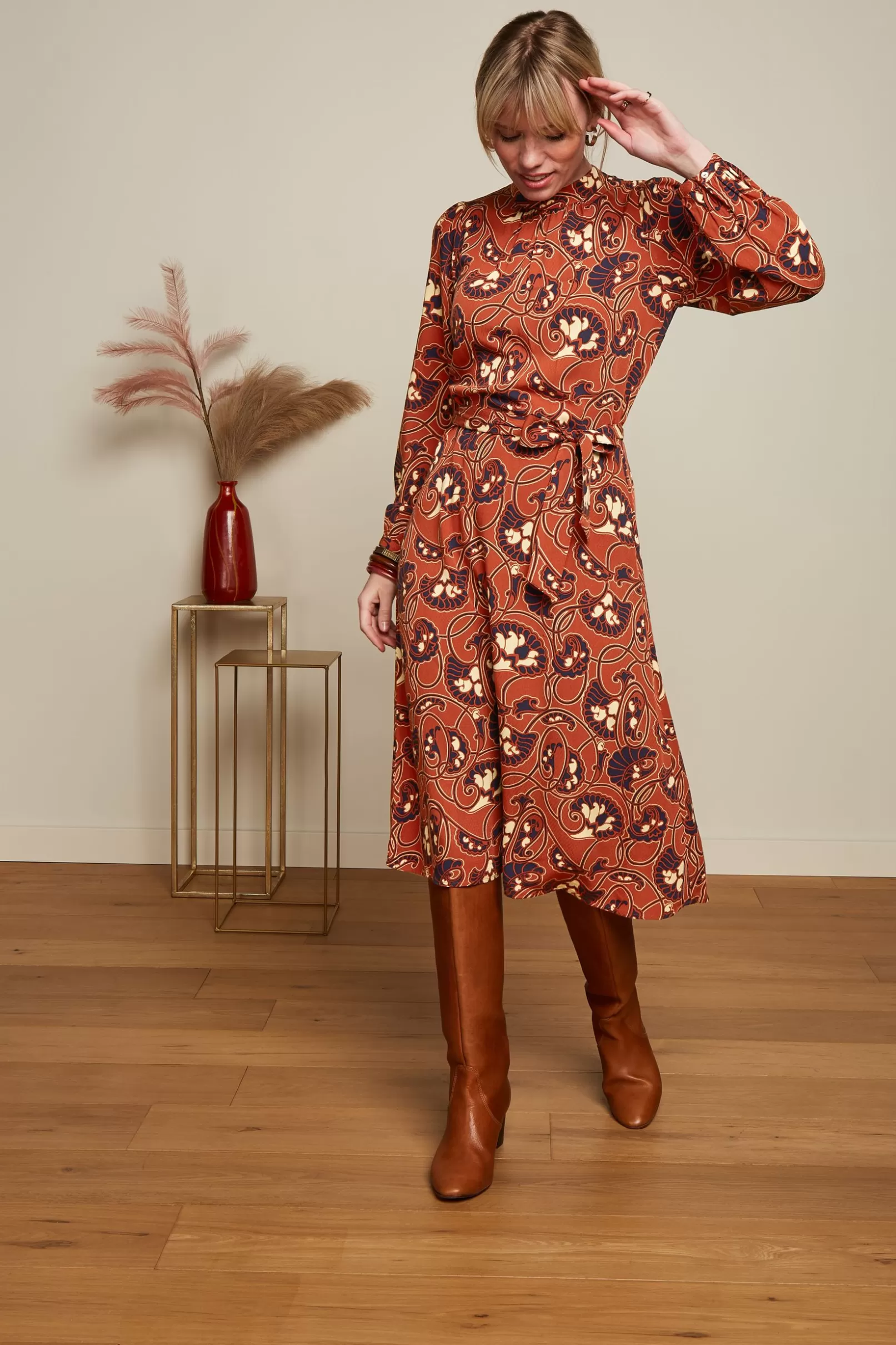 Jurken*King Louie Phoebe Dress Cecilia Spicy Brown