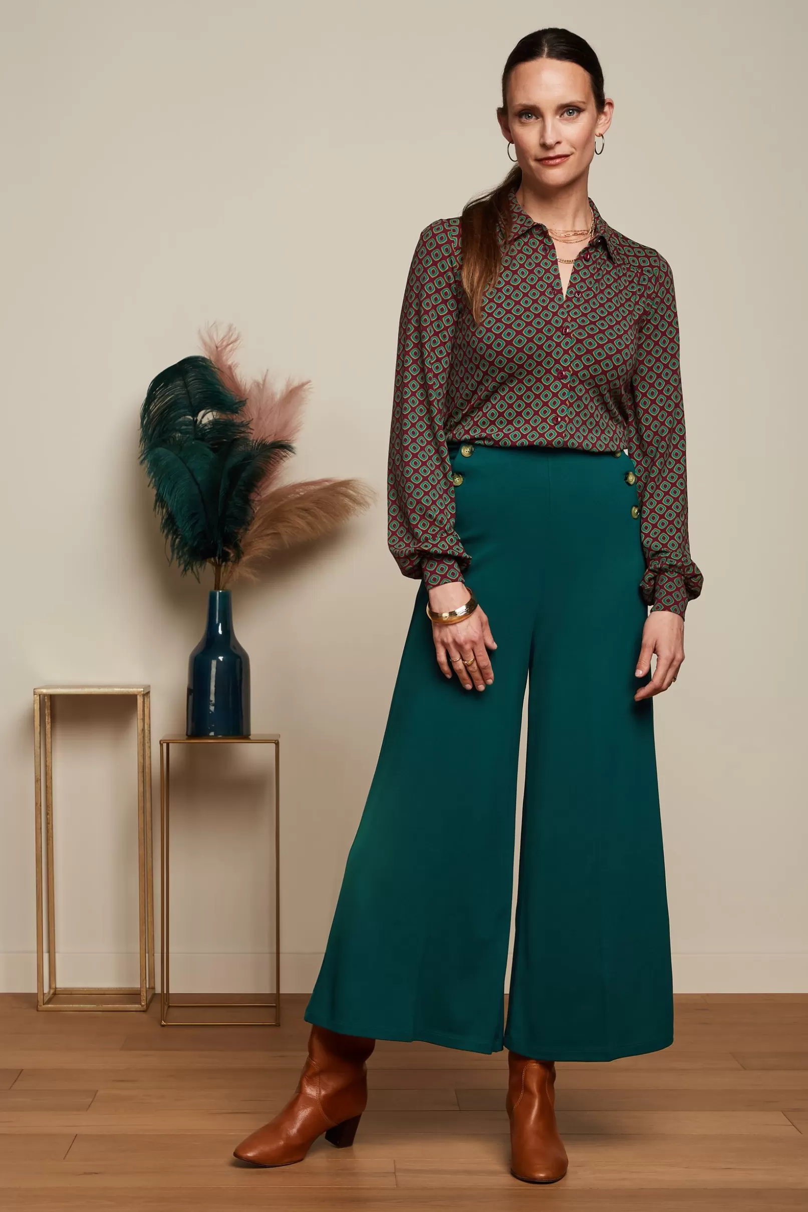 Broeken*King Louie Pia Culotte Milano Uni Pine Green