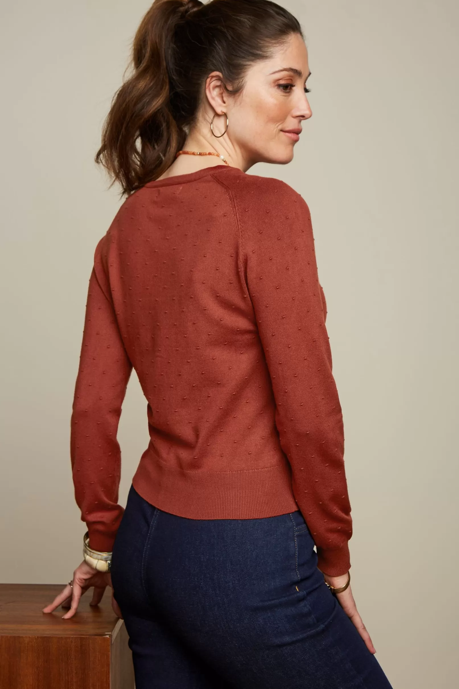 Vesten*King Louie Raglan Cardi Droplet Henna Red