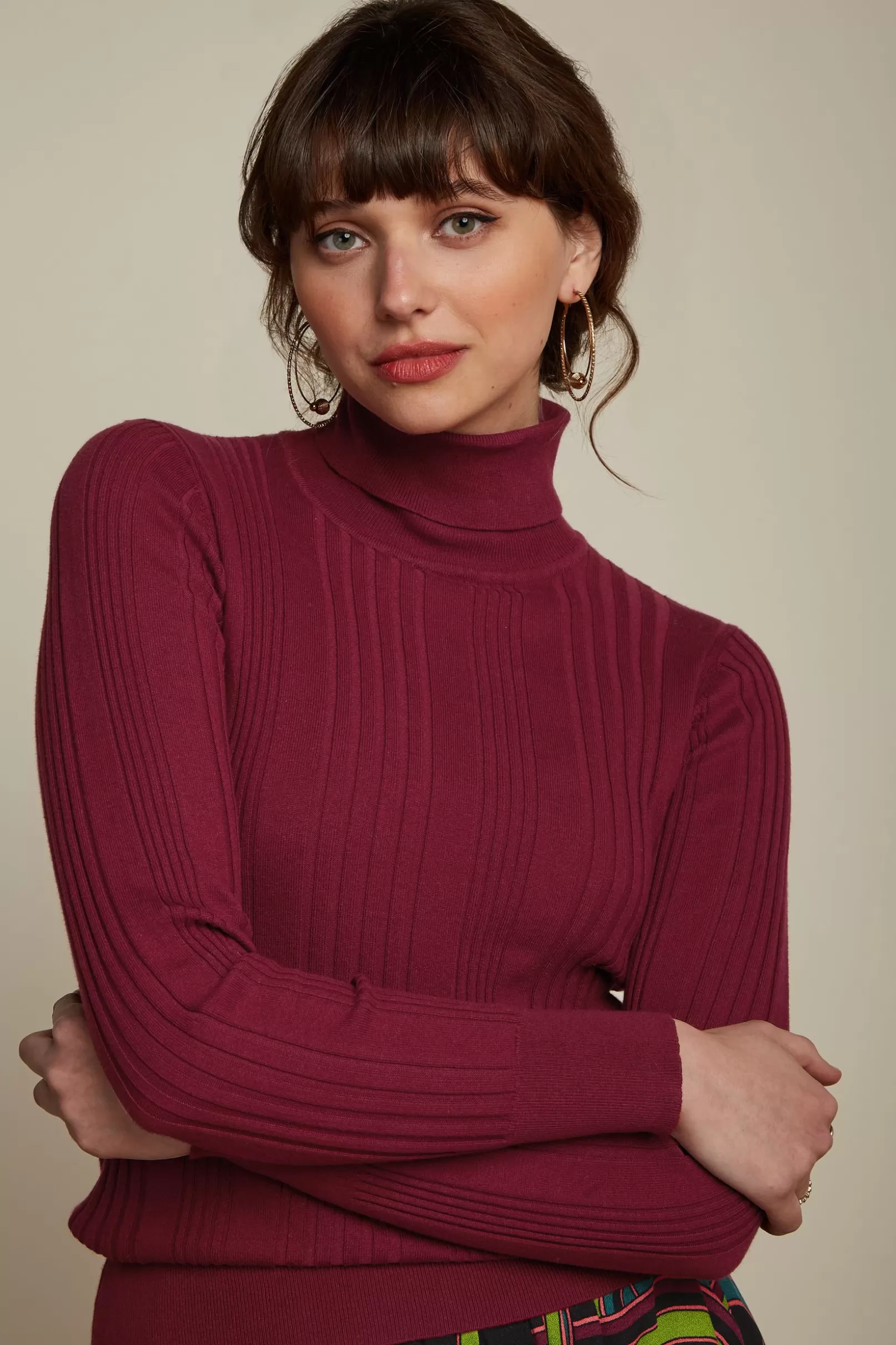 Tops & Shirts*King Louie Rib Rollneck Top Club Cabernet Red