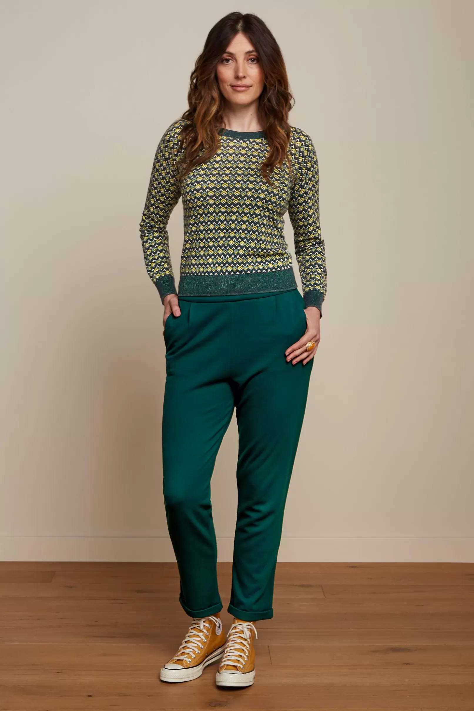 Broeken*King Louie Roisin Pants Milano Uni Pine Green