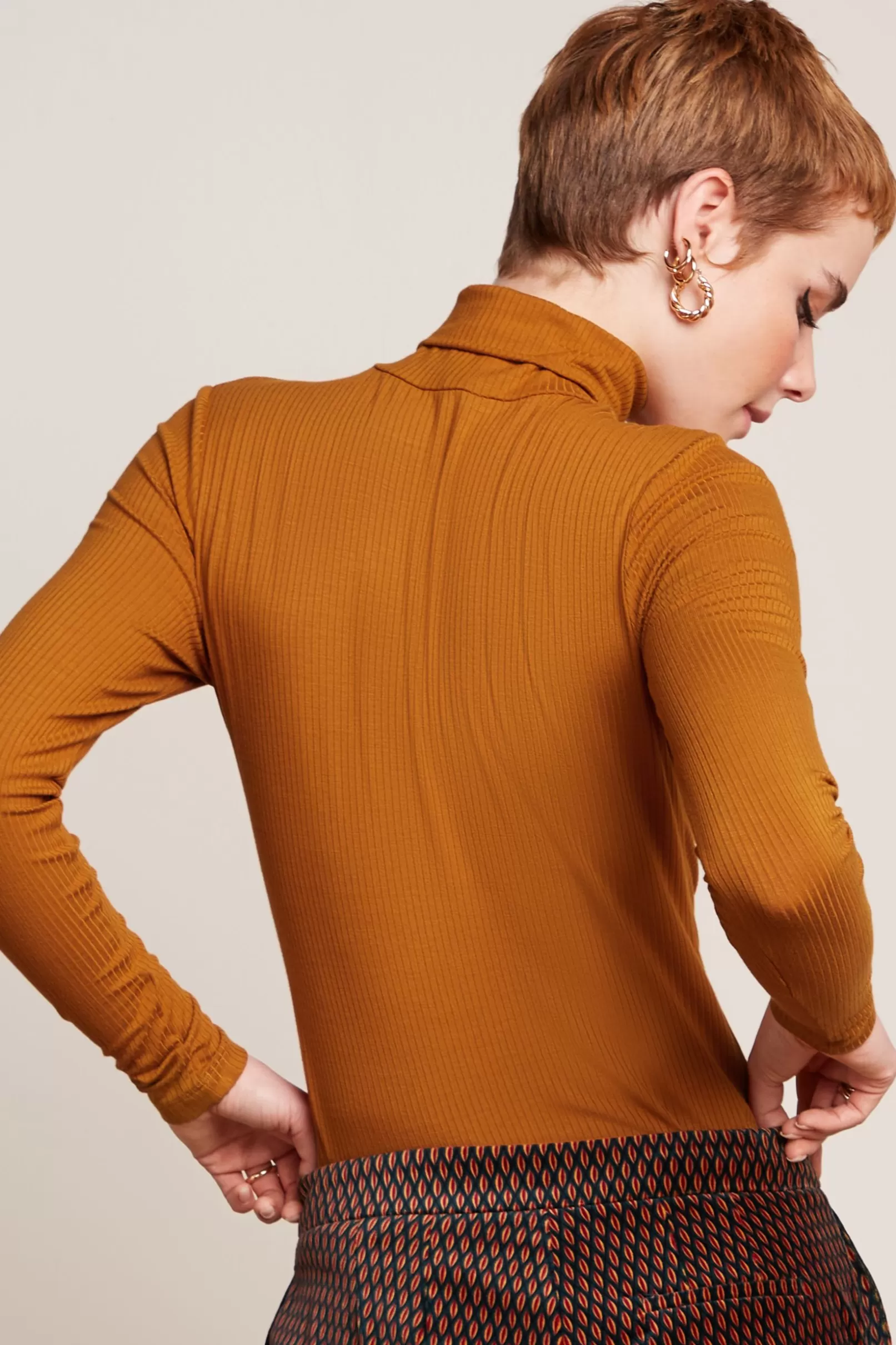 Tops & Shirts*King Louie Rollneck Top Uni Rib Maple Orange