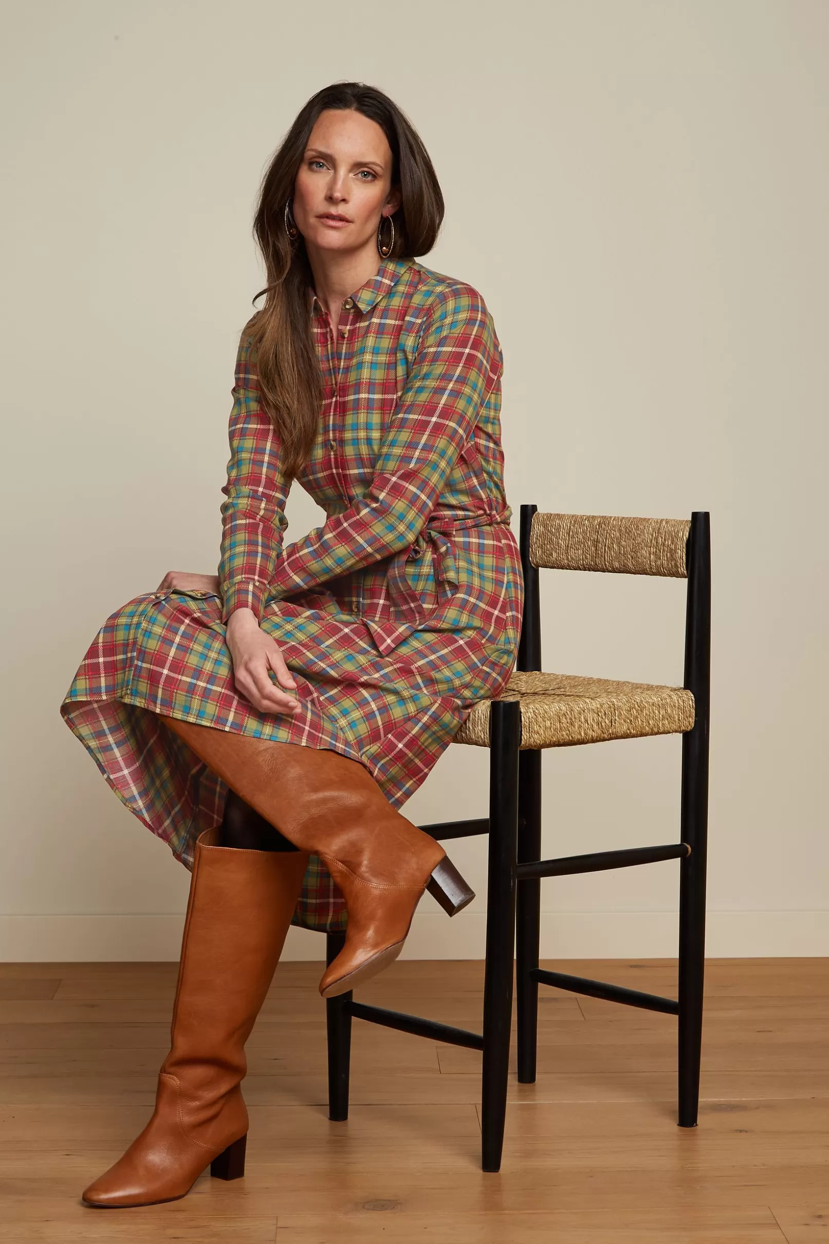 Jurken*King Louie Rosie Dress Belmont Check Woodbine Green