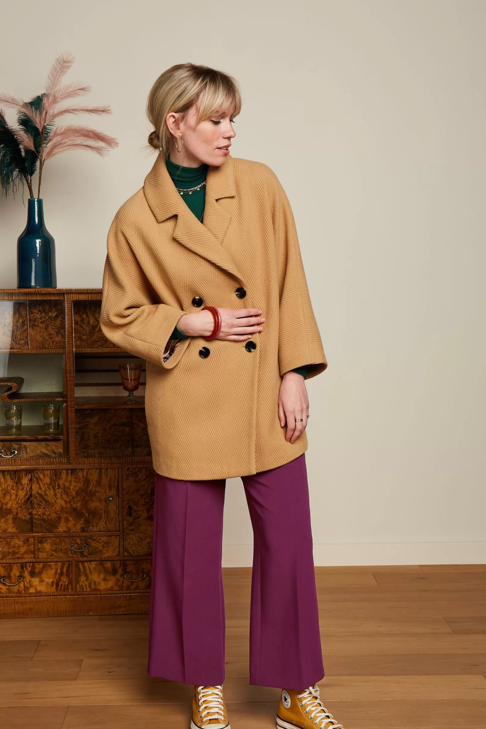 Jassen & Blazers*King Louie Shiya Kimono Coat Falaise Biscotti