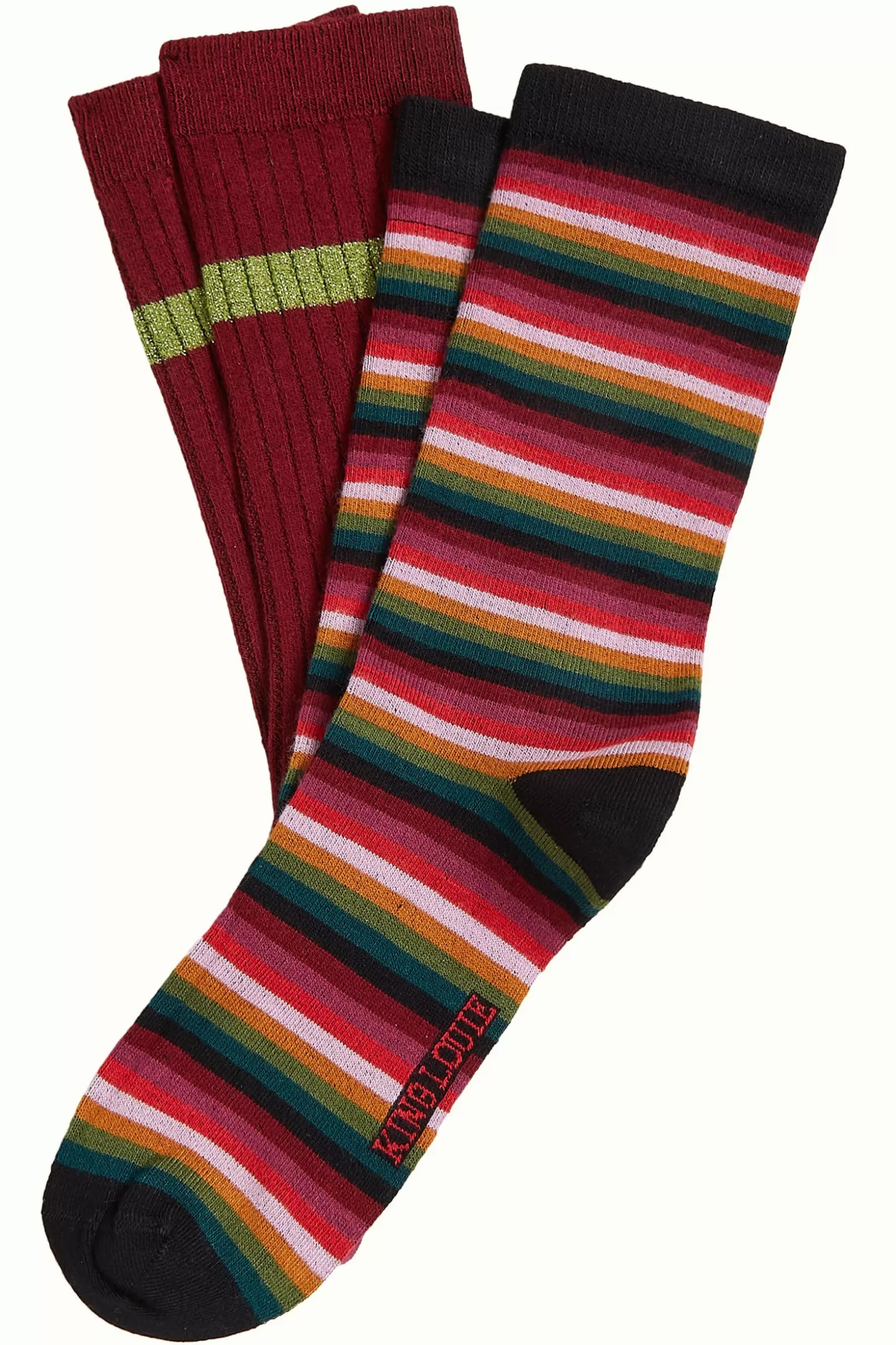 Accessoires*King Louie Socks 2-Pack Mimmi Stripe Cabernet Red