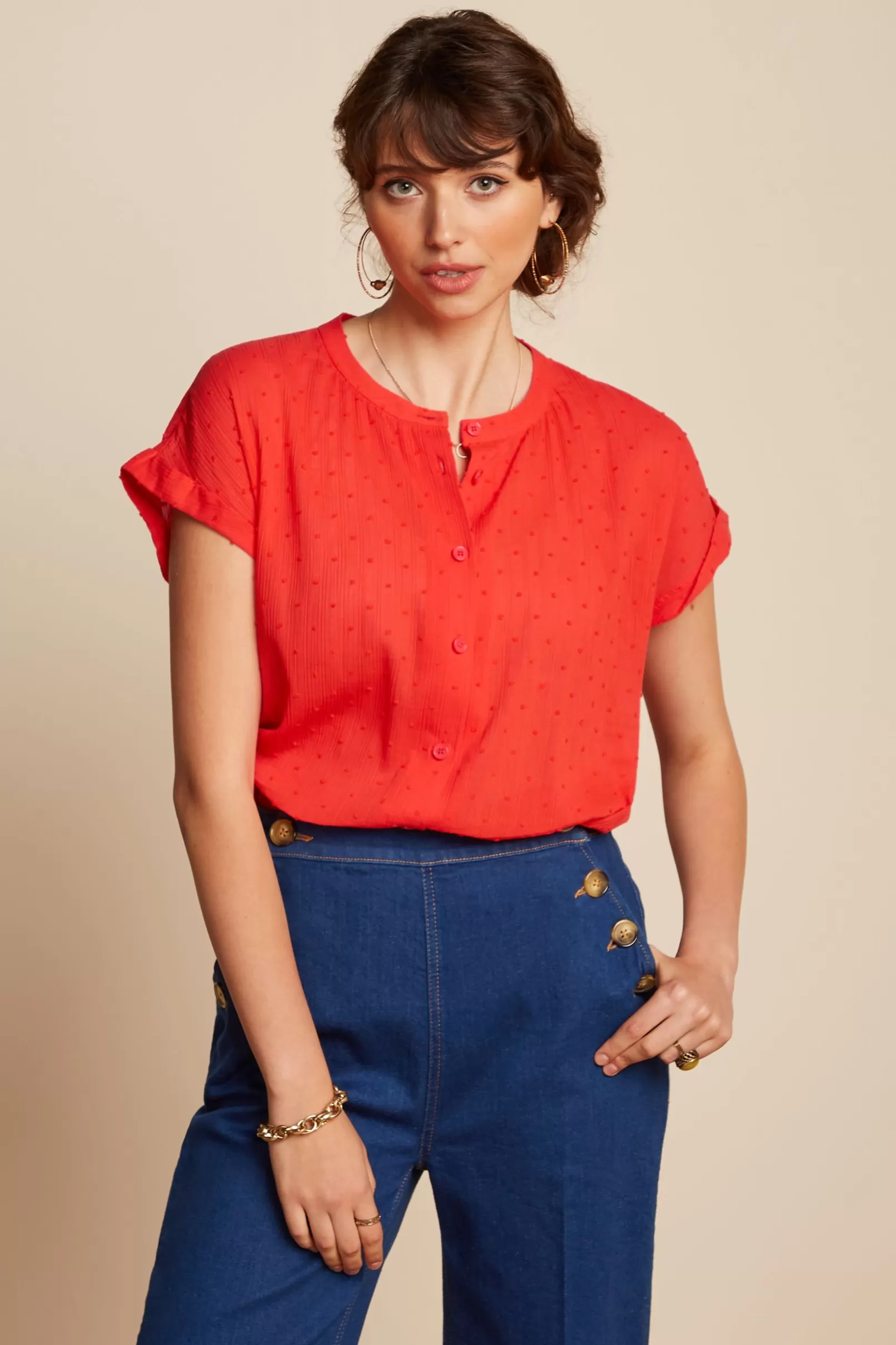 Blouses*King Louie Stella Blouse Verano Fire Red