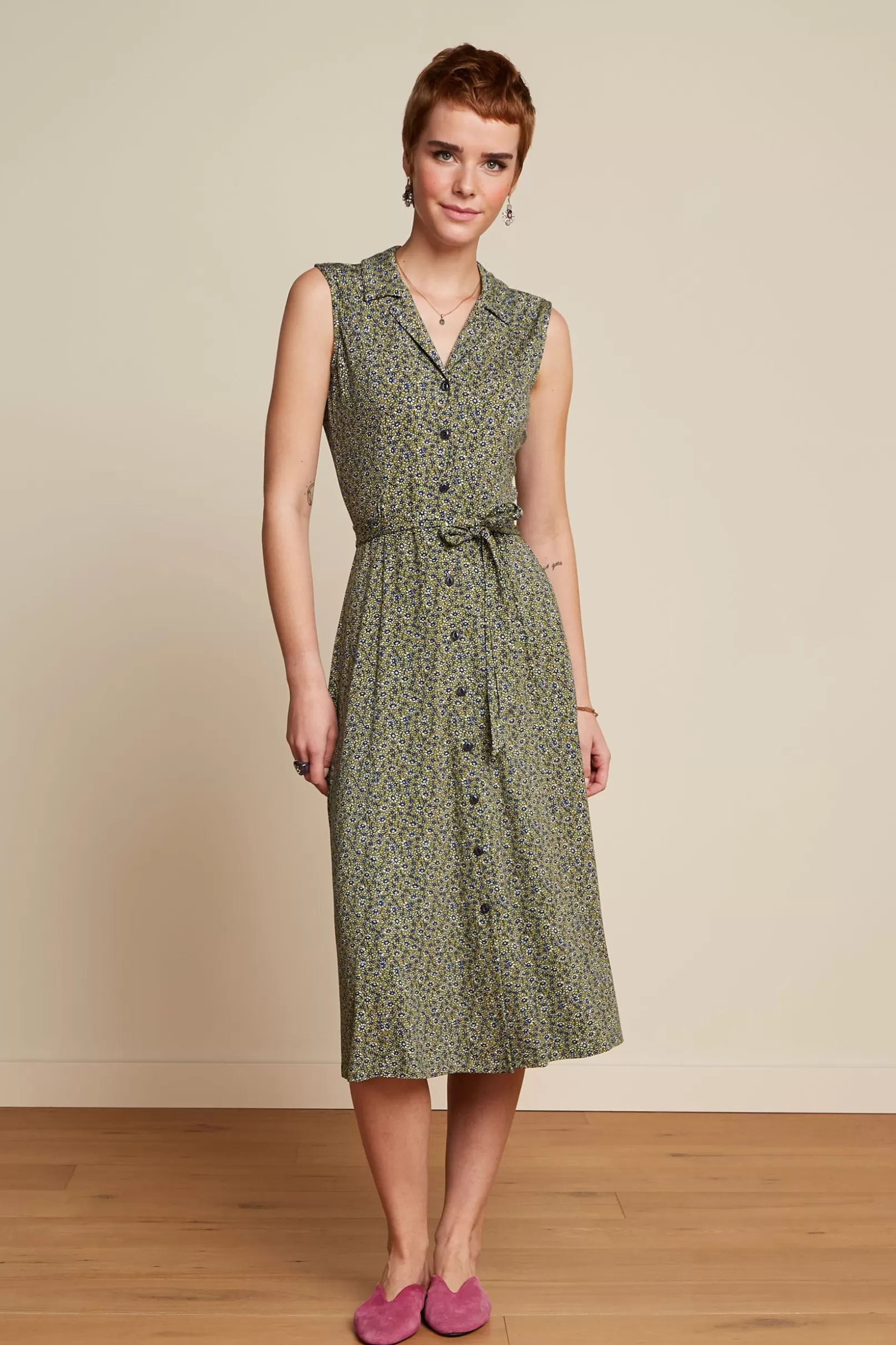 Jurken*King Louie Violante Dress Marceline Curry Yellow