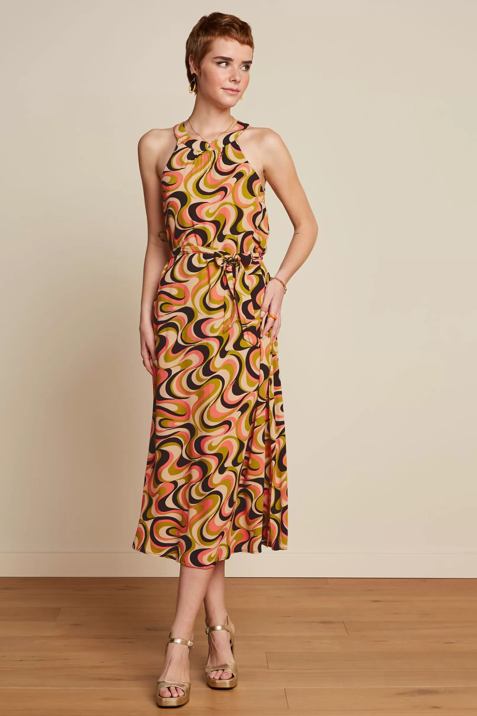 Jurken*King Louie Virna Midi Dress Manic Spring Yellow