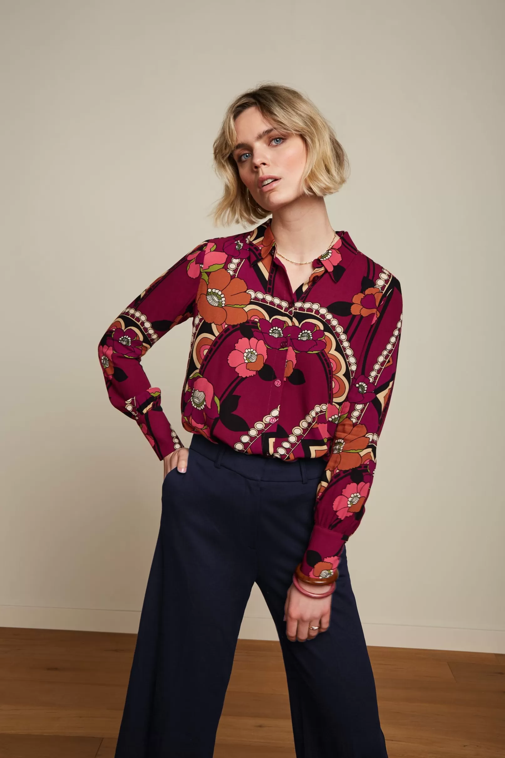 Blouses*King Louie Winona Blouse Lovechild Cabernet Red