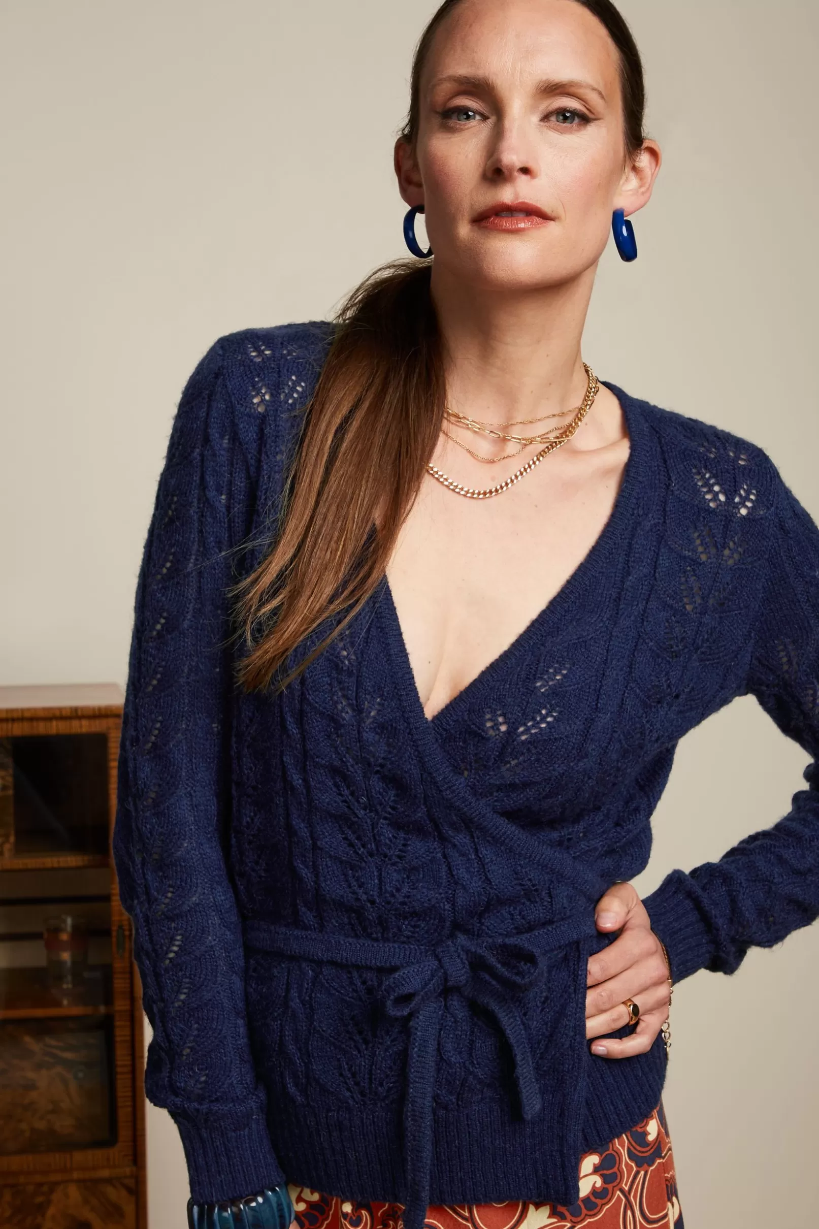 Vesten*King Louie Wrap Top Farfalle Ink Blue